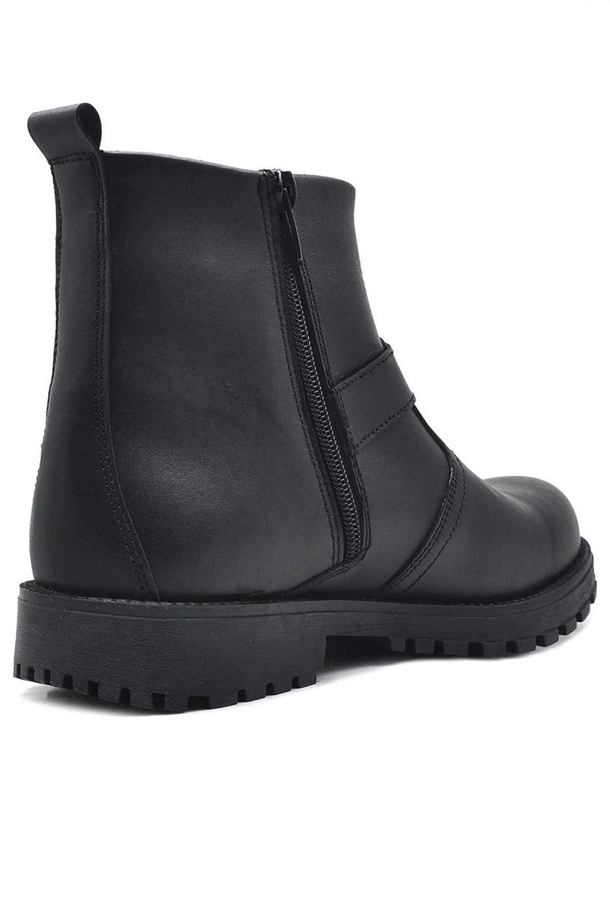 Rakerplus Chiron Hakiki Deri Siyah Fermuarlı Çocuk Çizme Bot