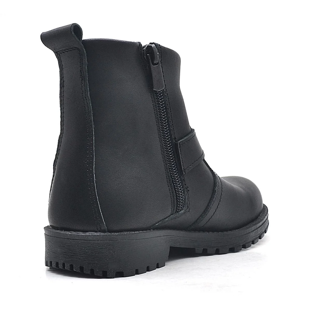 Rakerplus Chiron Hakiki Deri Siyah Fermuarlı Çocuk Çizme Bot