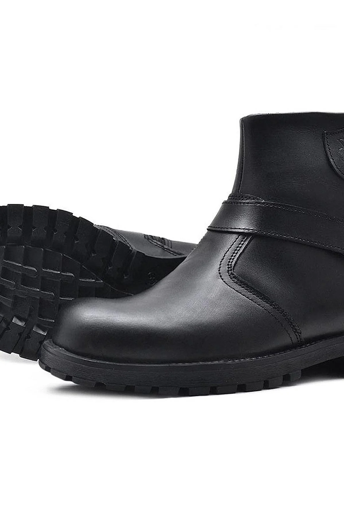 Rakerplus Chiron Hakiki Deri Siyah Fermuarlı Çocuk Çizme Bot
