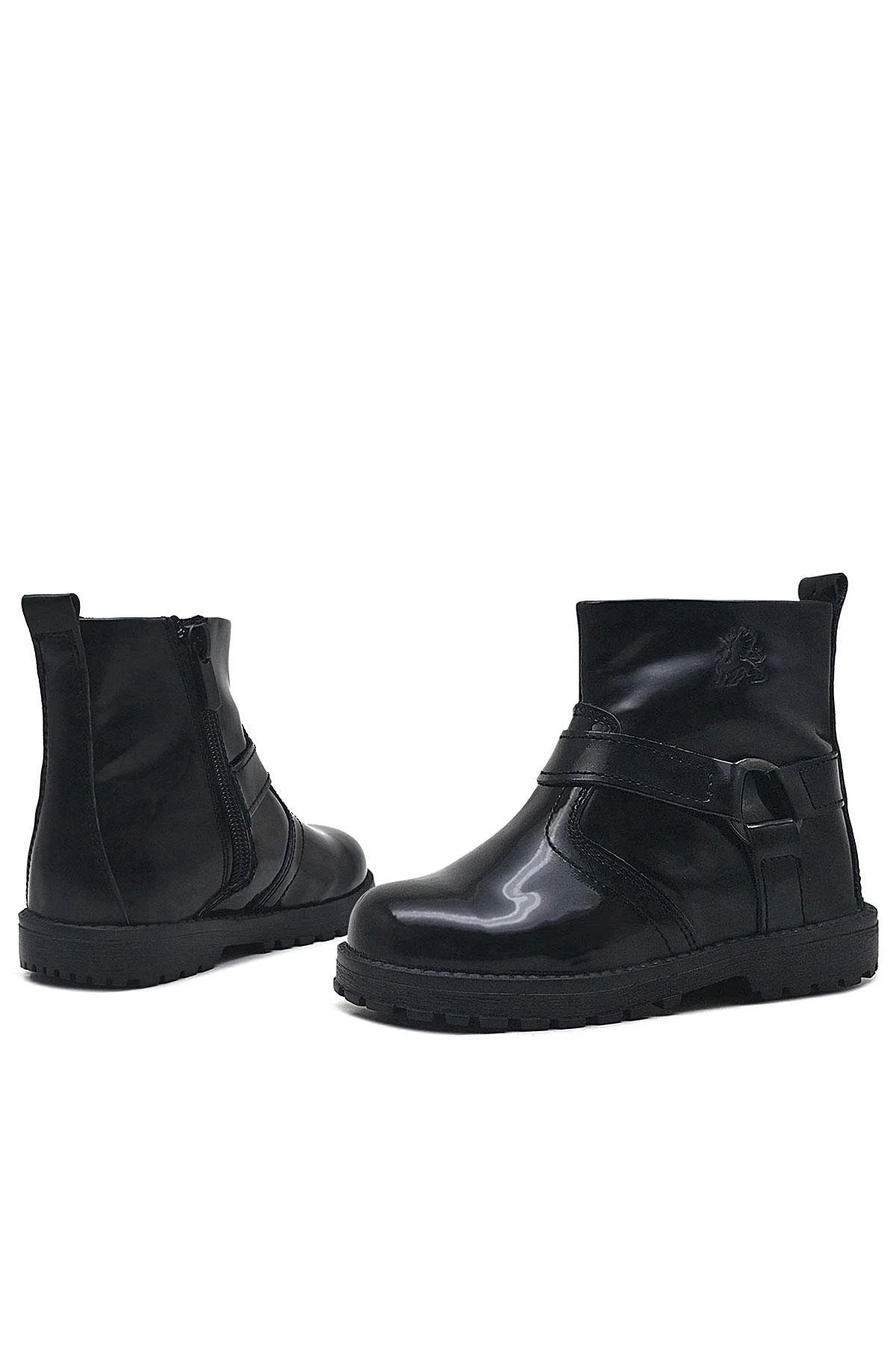 Rakerplus Chiron Hakiki Deri Siyah Rugan Fermuarlı Kız Bebek Bot