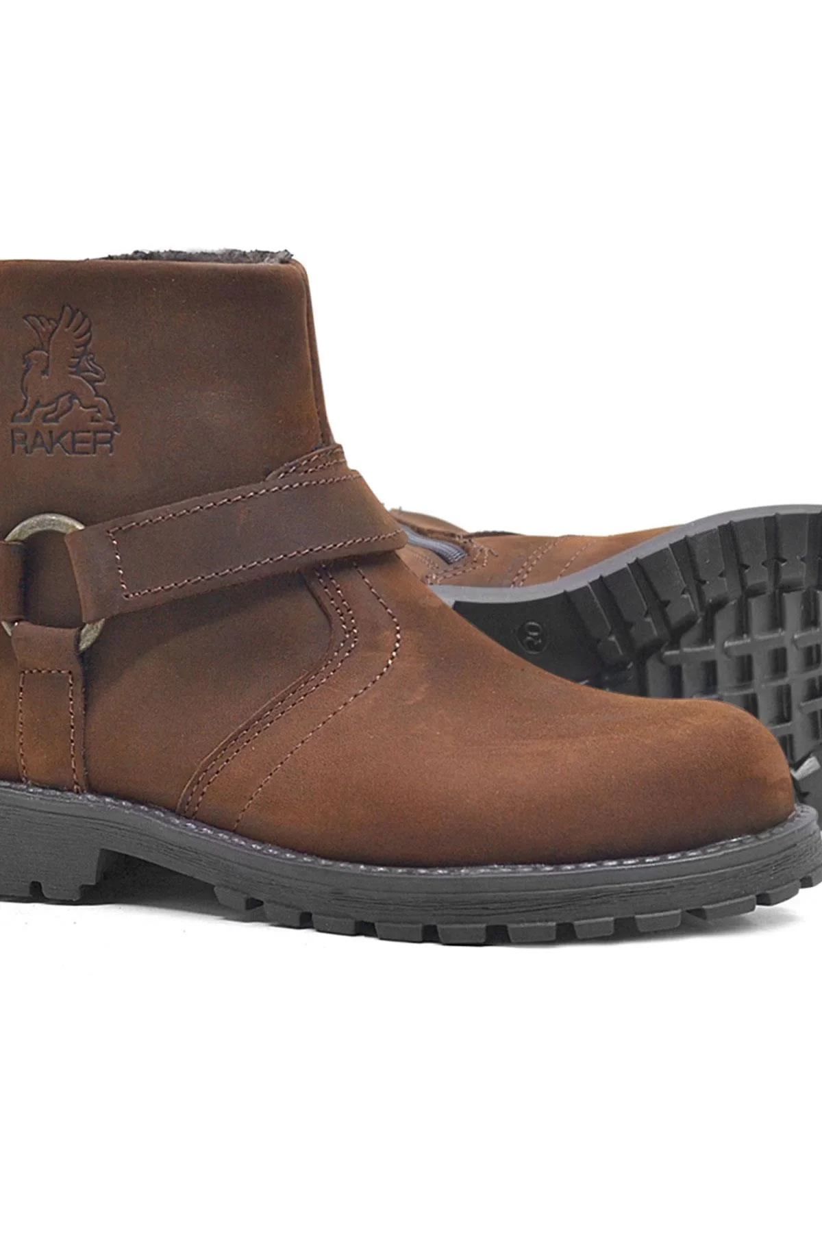 Rakerplus Chiron Hakiki Deri Tarçın Fermuarlı Kürklü Çizme