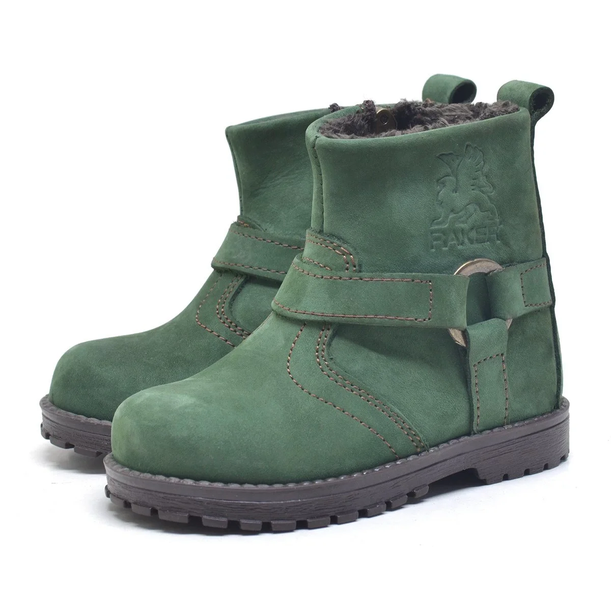 Rakerplus Chiron Hakiki Deri Yeşil Fermuarlı Unisex Bebek Bot