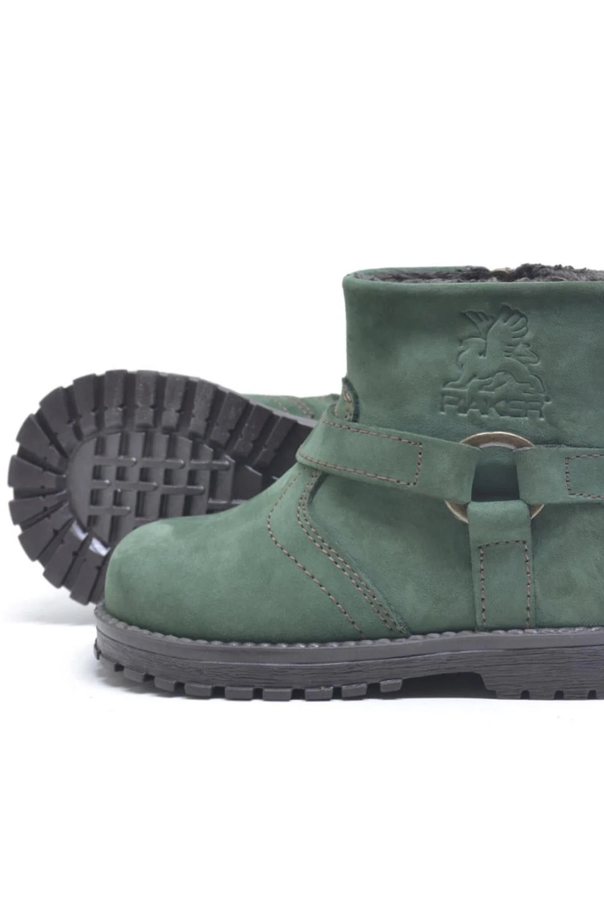 Rakerplus Chiron Hakiki Deri Yeşil Fermuarlı Unisex Bebek Bot