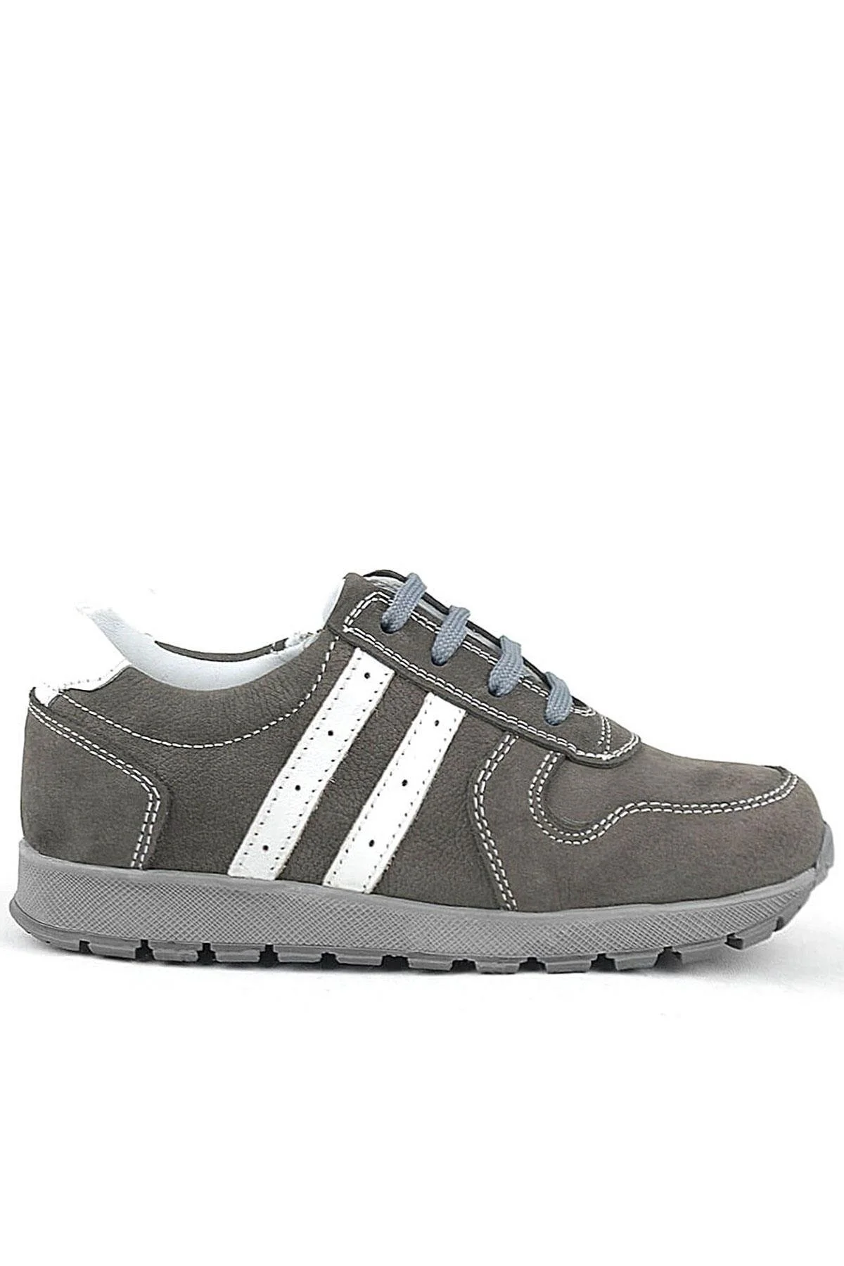 Rakerplus Deri Gri Fermuarlı Spor Ayakkabı Sneaker