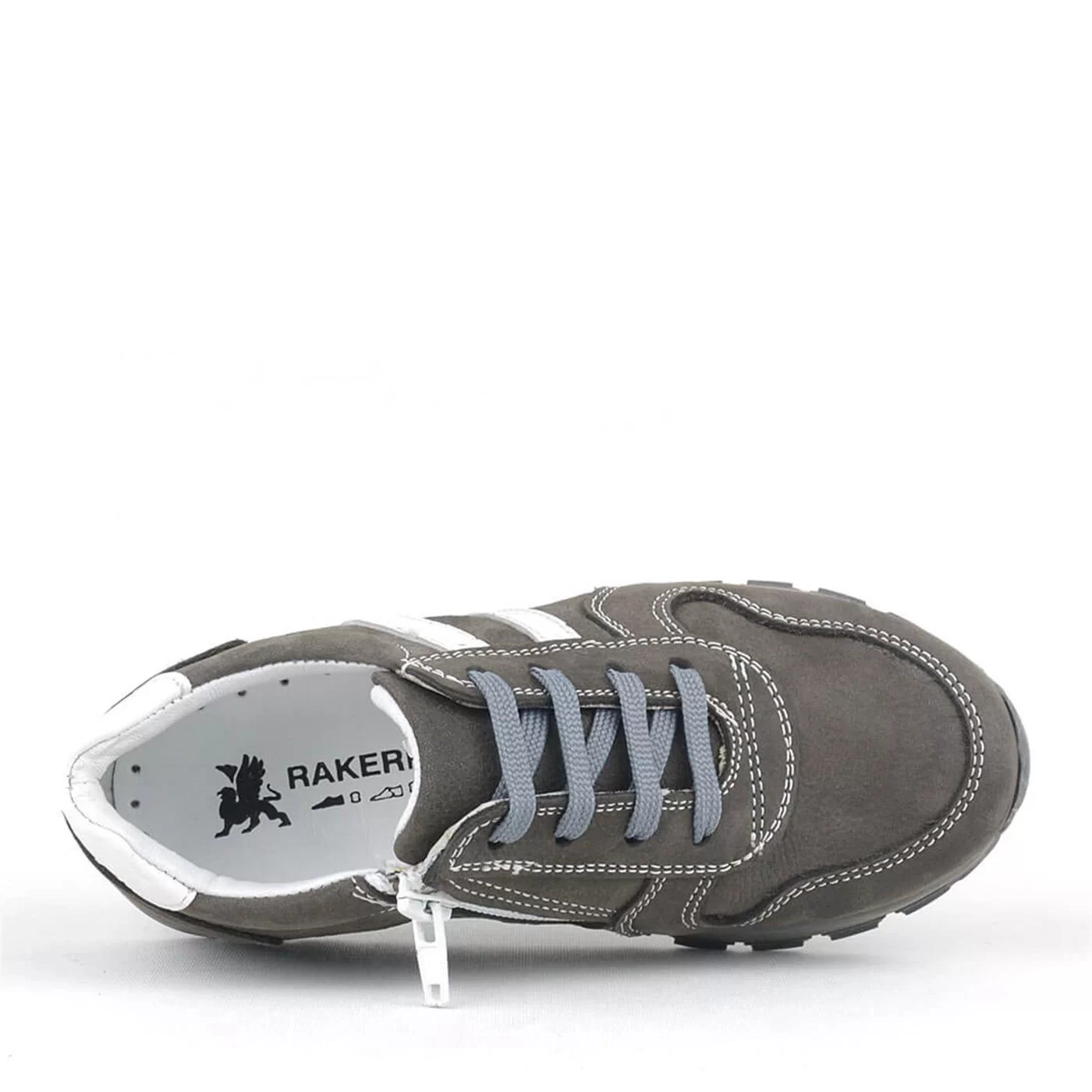 Rakerplus Deri Gri Fermuarlı Spor Ayakkabı Sneaker