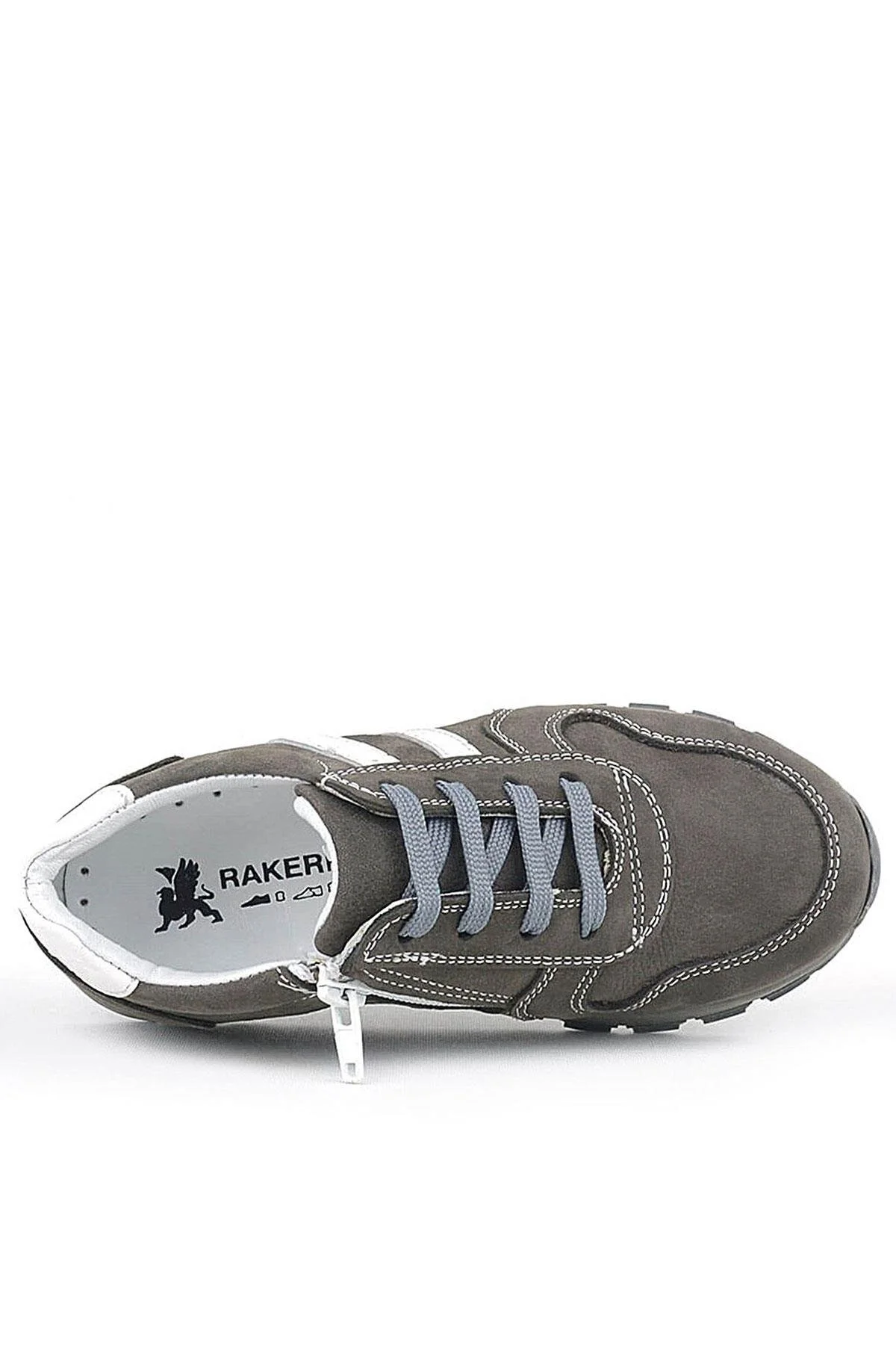 Rakerplus Deri Gri Fermuarlı Spor Ayakkabı Sneaker