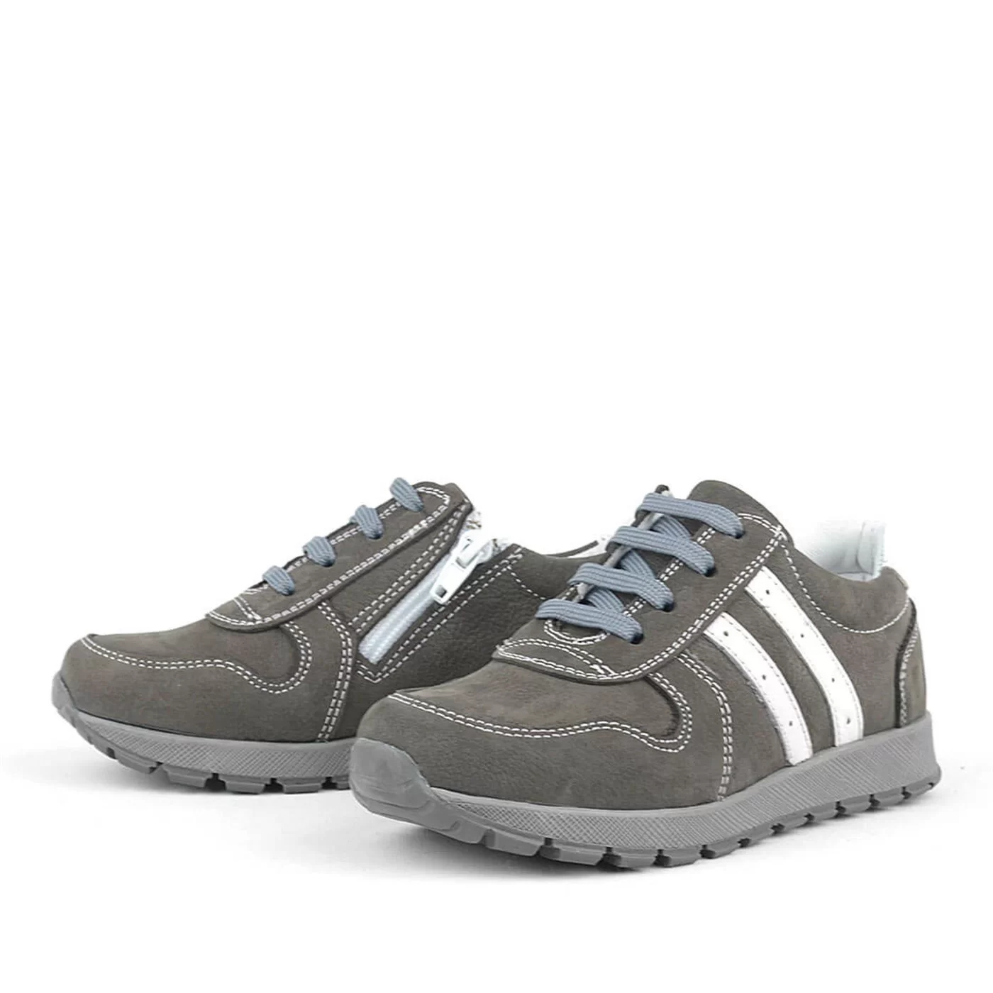 Rakerplus Deri Gri Fermuarlı Spor Ayakkabı Sneaker