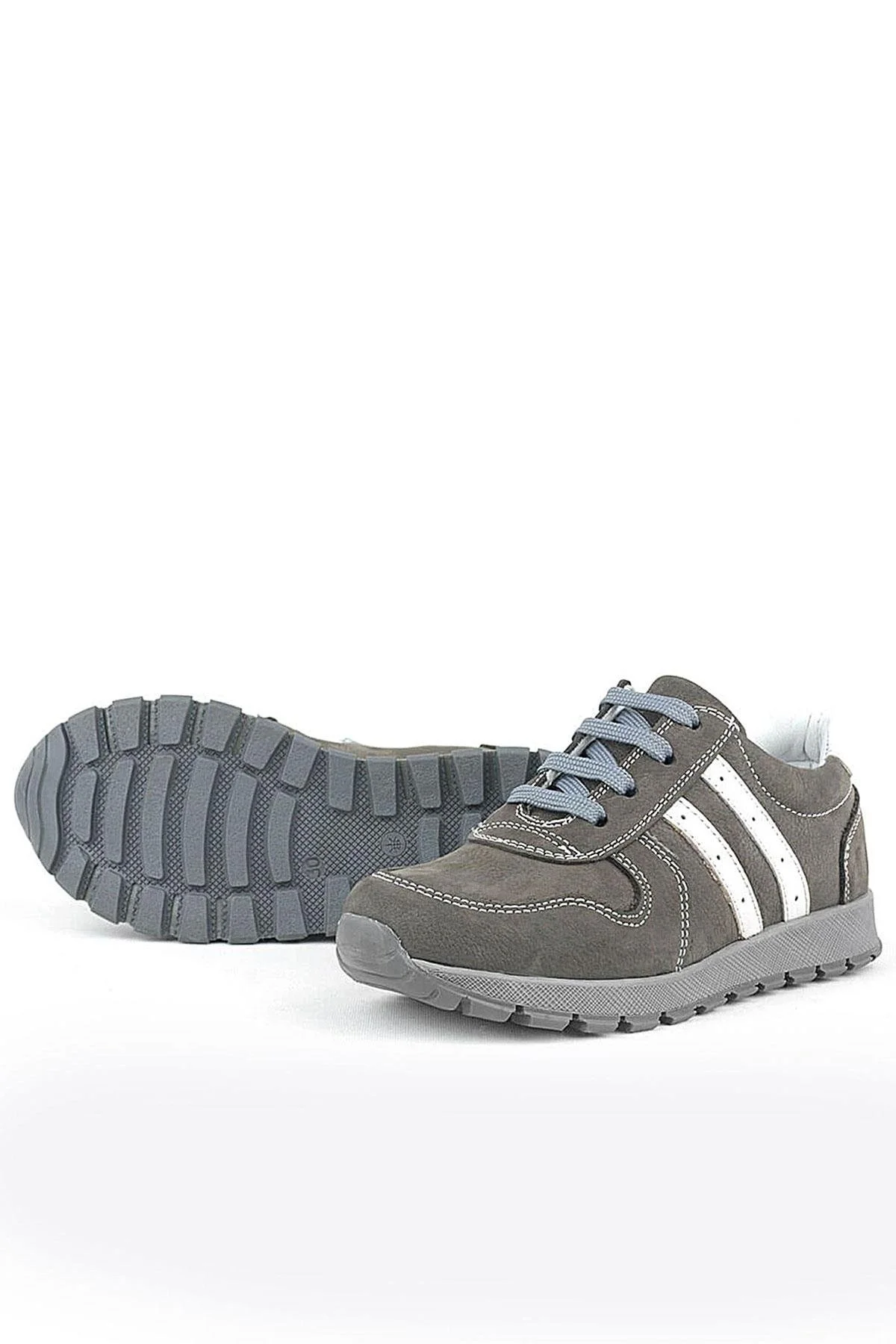 Rakerplus Deri Gri Fermuarlı Spor Ayakkabı Sneaker