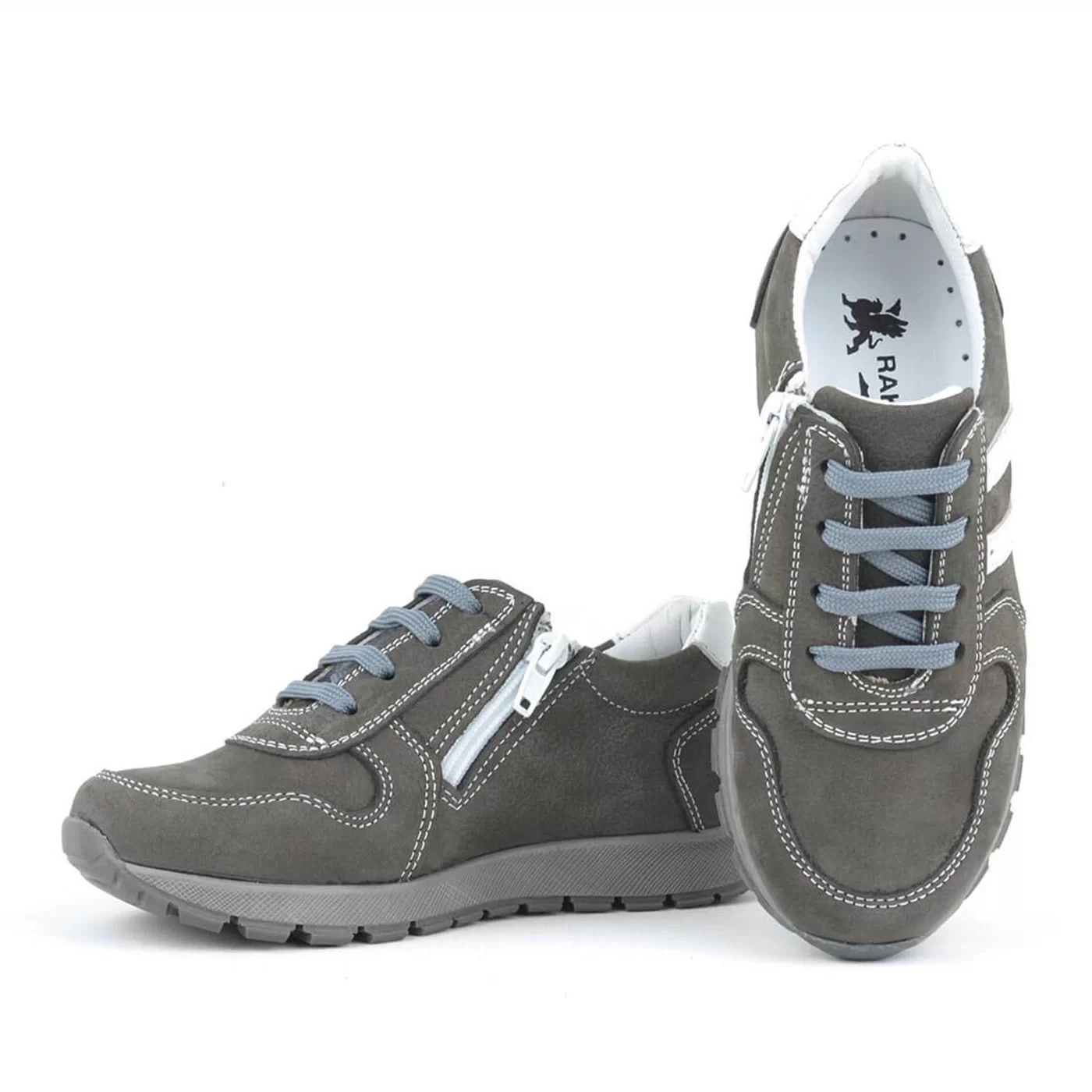 Rakerplus Deri Gri Fermuarlı Spor Ayakkabı Sneaker