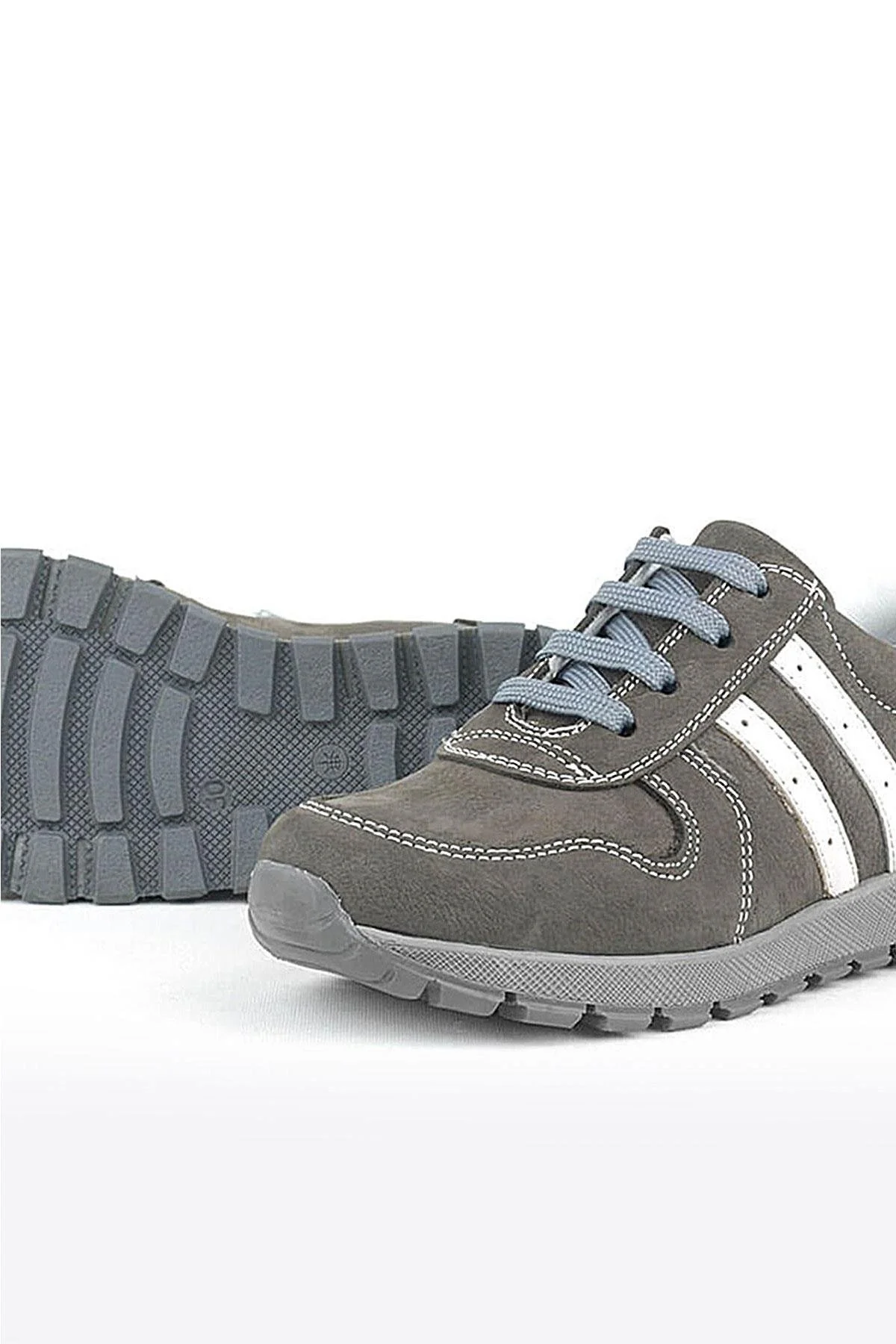 Rakerplus Deri Gri Fermuarlı Spor Ayakkabı Sneaker