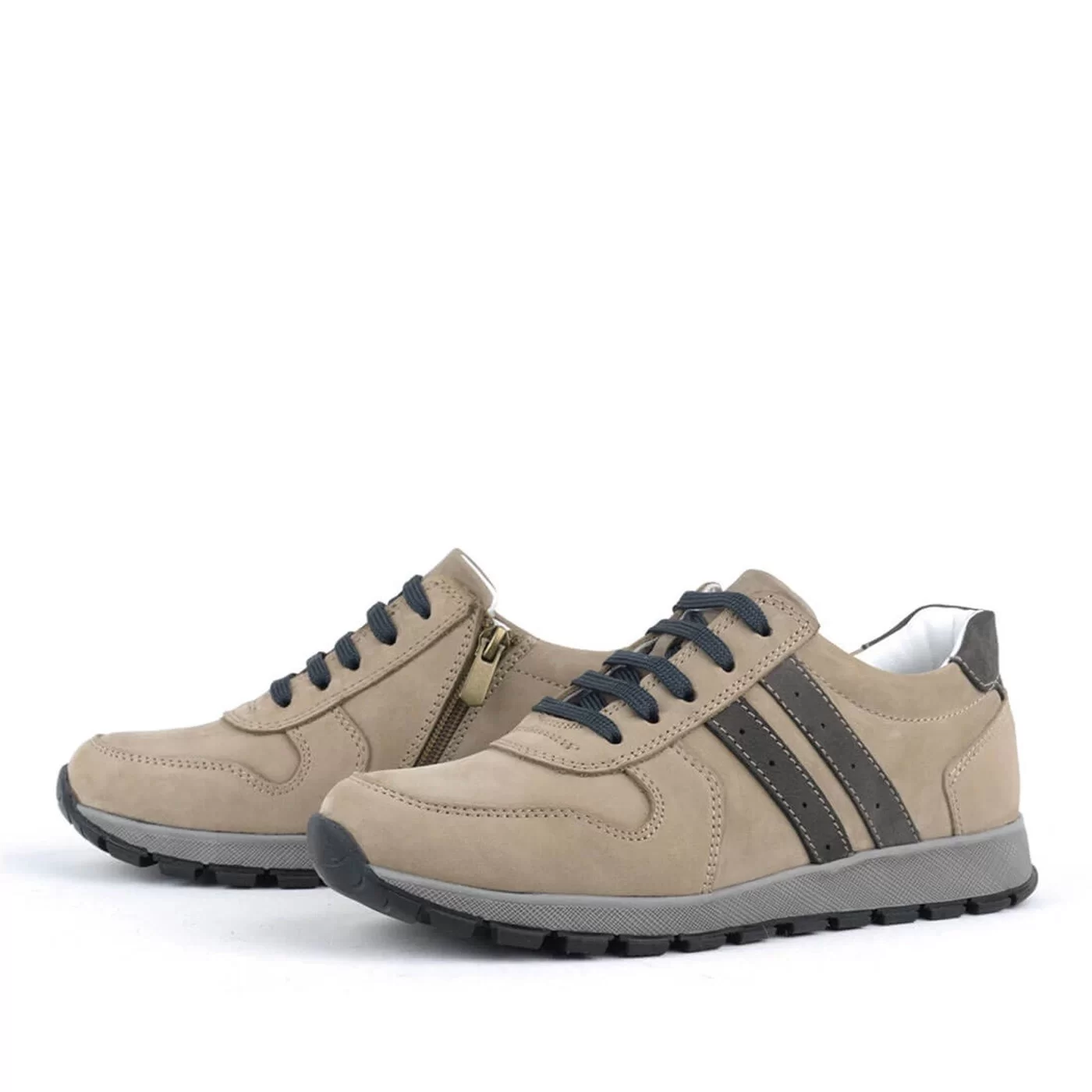 Rakerplus Deri Kum Rengi Fermuarlı Spor Ayakkabı Sneaker