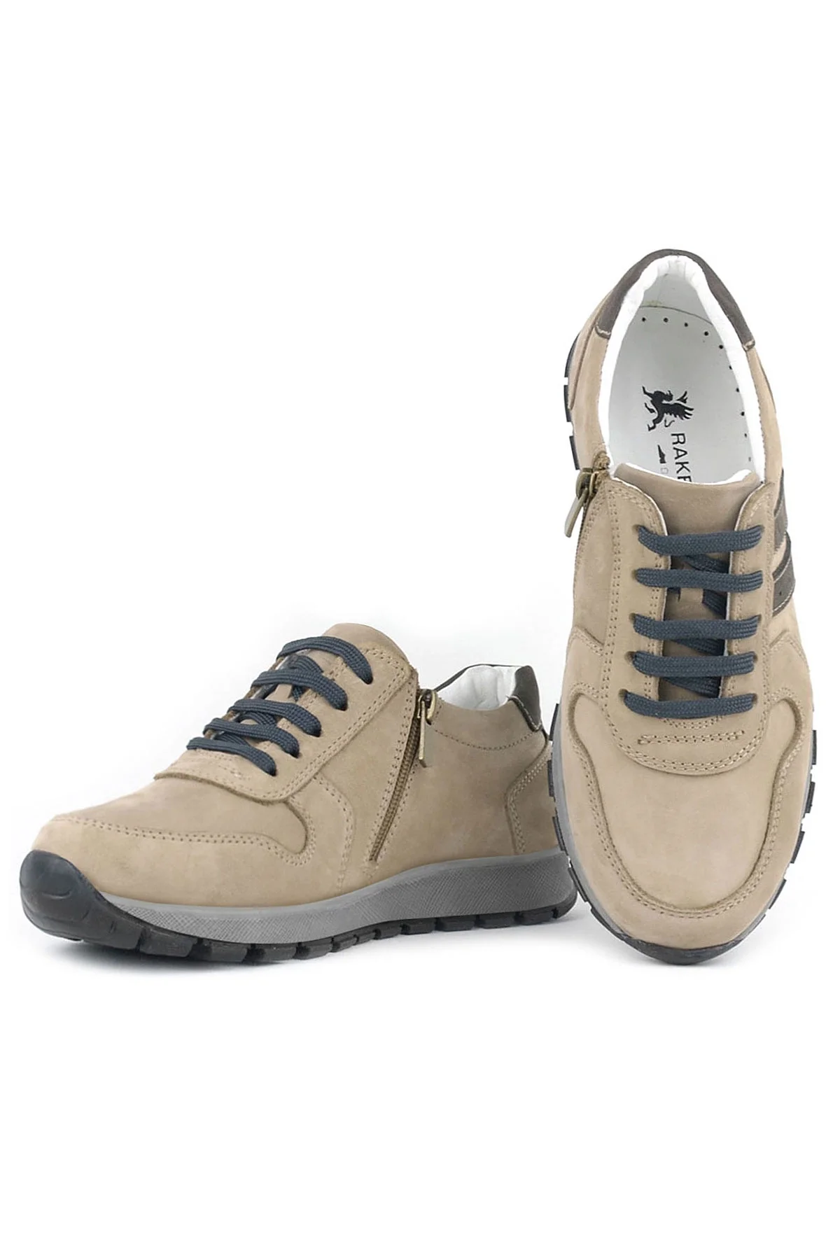 Rakerplus Deri Kum Rengi Fermuarlı Spor Ayakkabı Sneaker