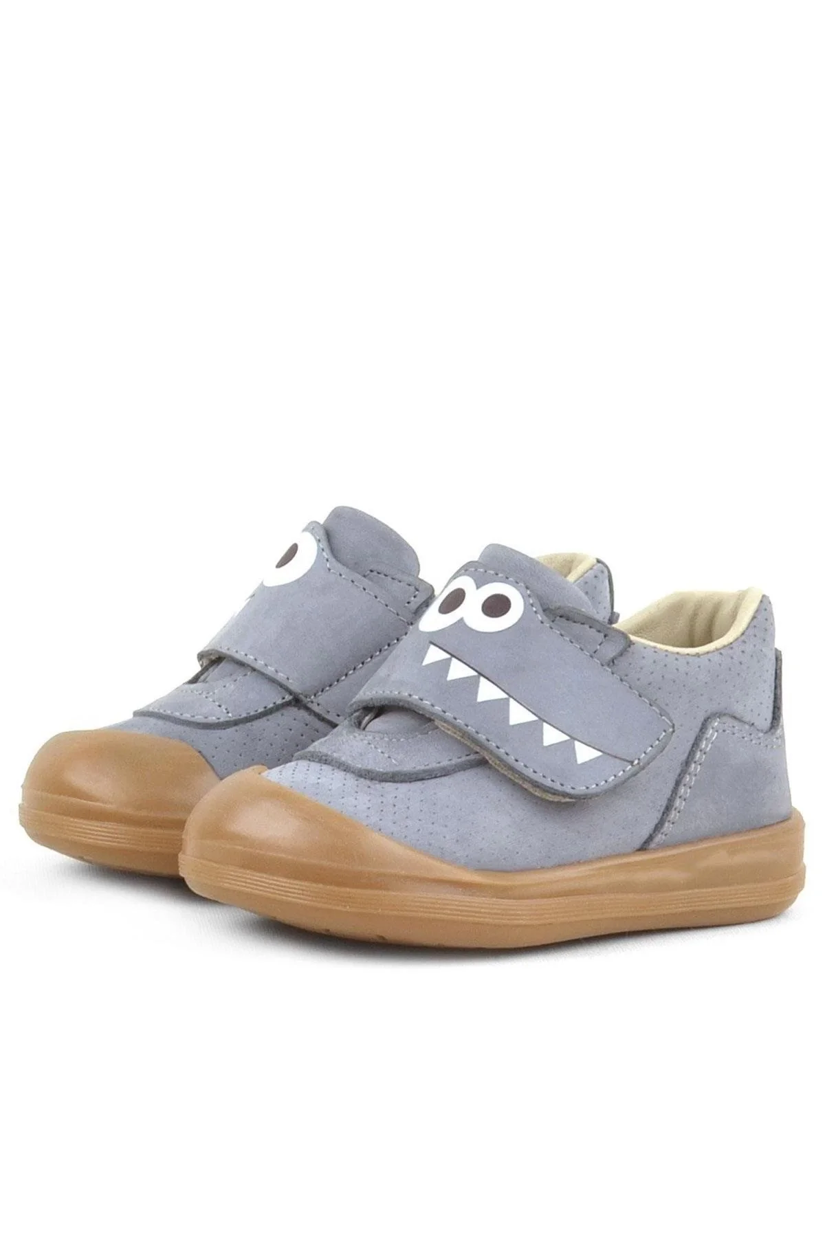 Rakerplus Dino Hakiki Deri Gri Yüksek Bilekli Bebek Ayakkabı
