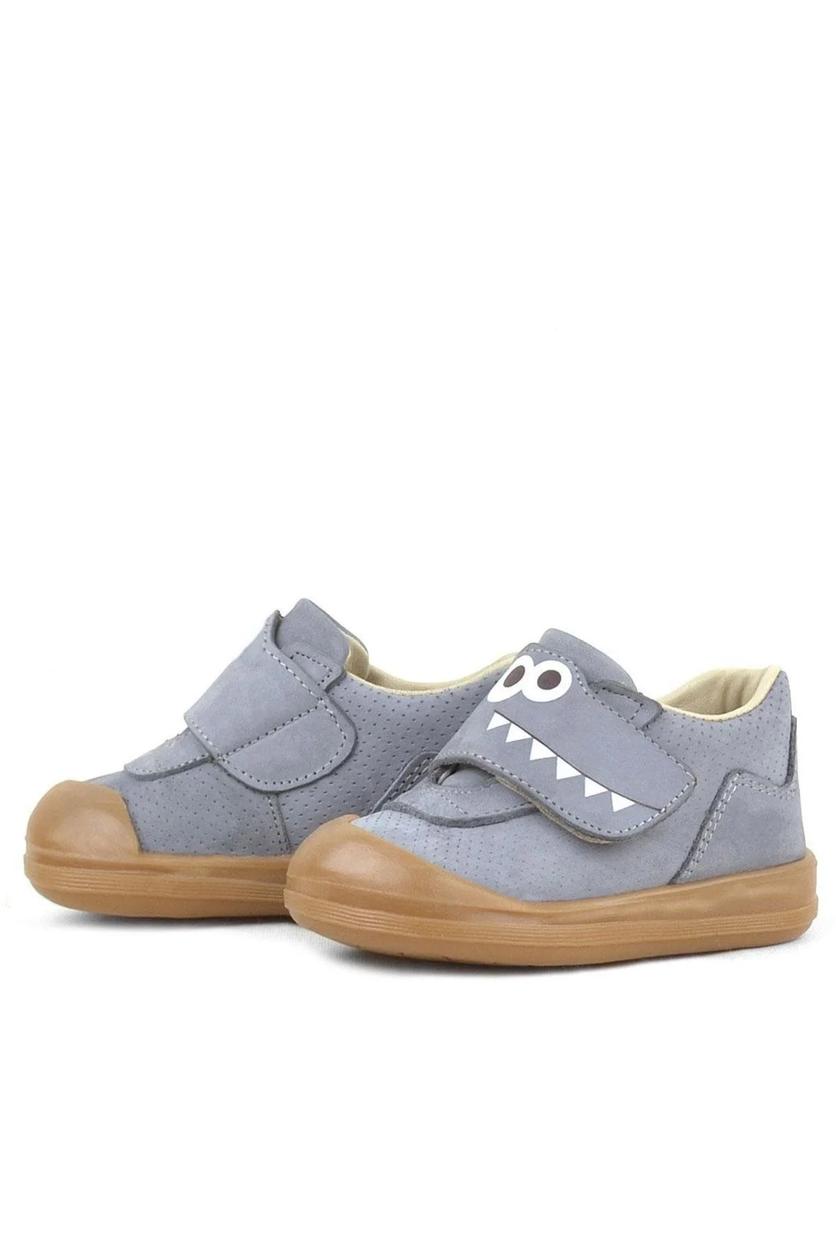 Rakerplus Dino Hakiki Deri Gri Yüksek Bilekli Bebek Ayakkabı