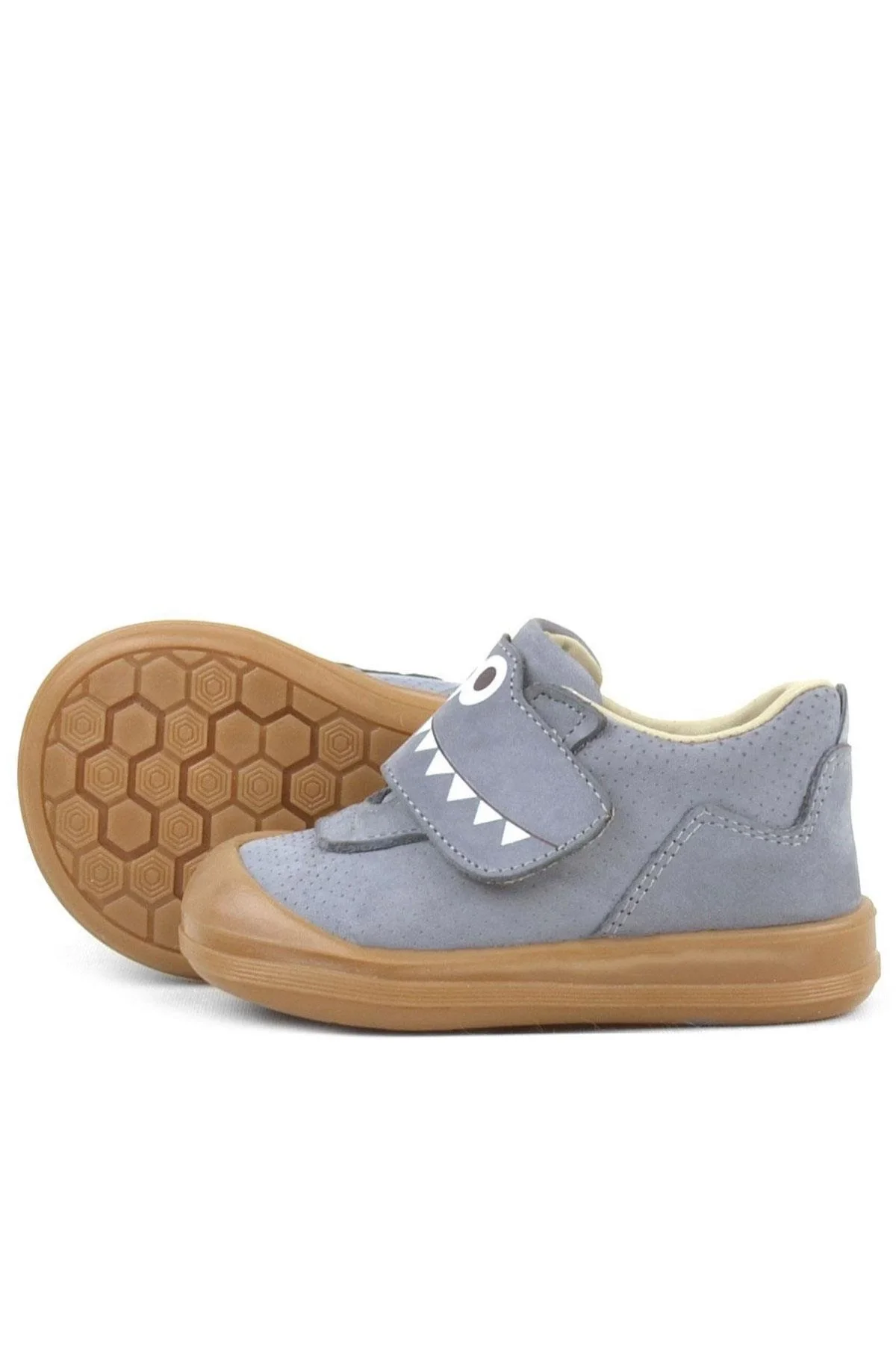 Rakerplus Dino Hakiki Deri Gri Yüksek Bilekli Bebek Ayakkabı