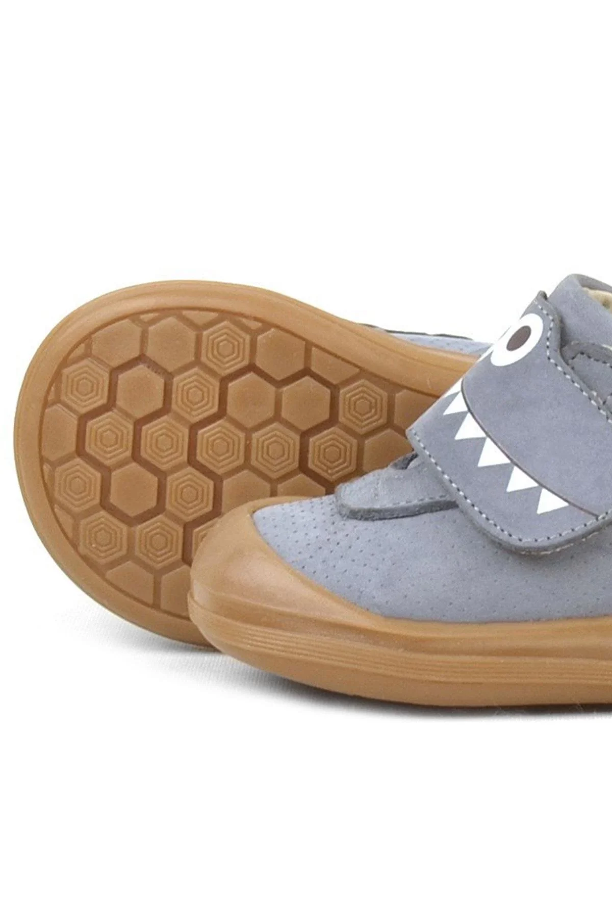 Rakerplus Dino Hakiki Deri Gri Yüksek Bilekli Bebek Ayakkabı