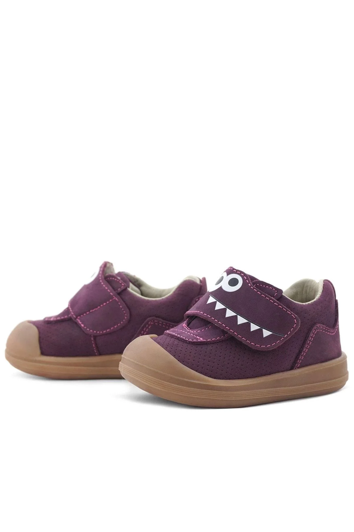 Rakerplus Dino Hakiki Deri Mor Kahverengi Yüksek Bilekli Bebek Ayakkabı