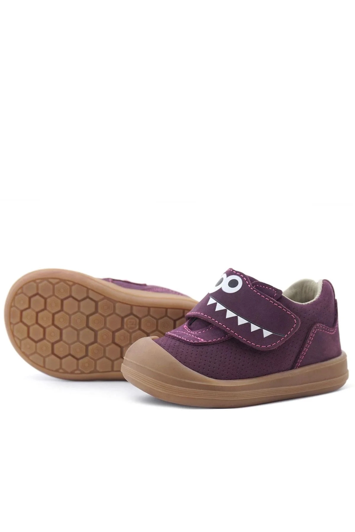 Rakerplus Dino Hakiki Deri Mor Kahverengi Yüksek Bilekli Bebek Ayakkabı