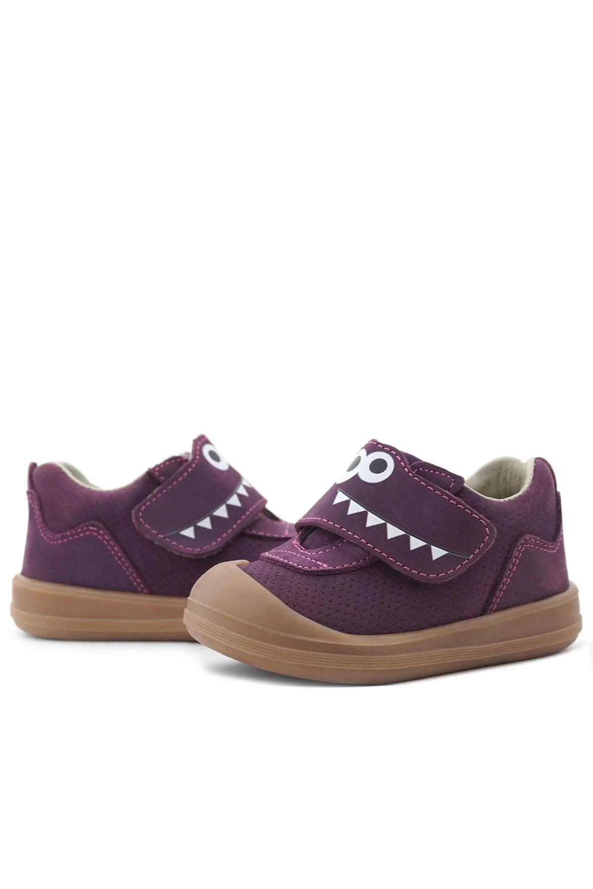 Rakerplus Dino Hakiki Deri Mor Kahverengi Yüksek Bilekli Bebek Ayakkabı