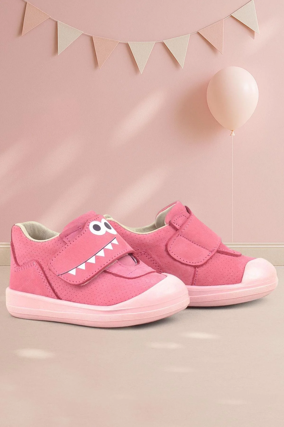 Rakerplus Dino Hakiki Deri Pembe Yüksek Bilekli Bebek Ayakkabı