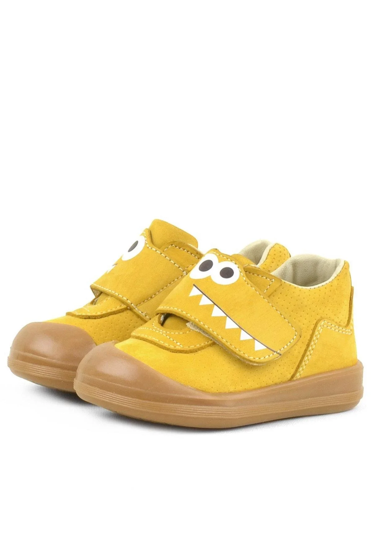 Rakerplus Dino Hakiki Deri Sarı Yüksek Bilekli Bebek Ayakkabı