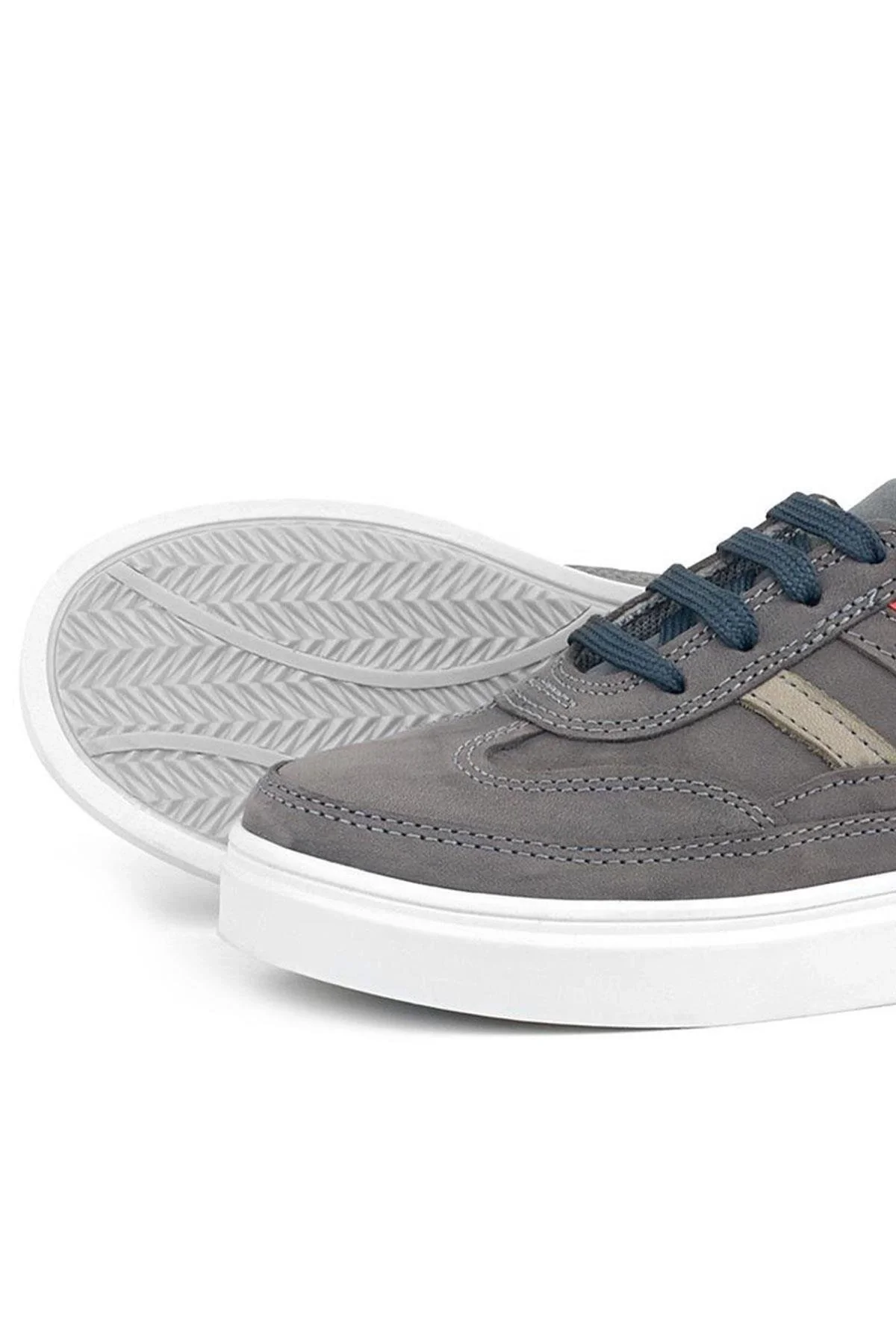 Rakerplus Gri Hakiki Deri Bağcıklı Erkek Çocuk Sneaker Ayakkabı