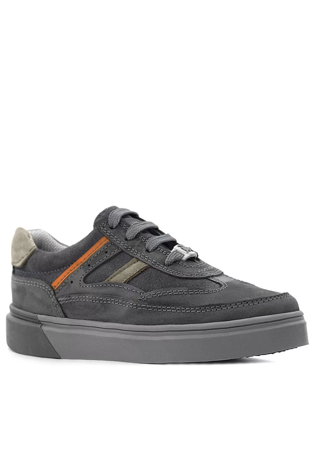 Rakerplus Gri Hakiki Deri Bağcıklı Gri Tabanlı Çocuk Sneaker Ayakkabı