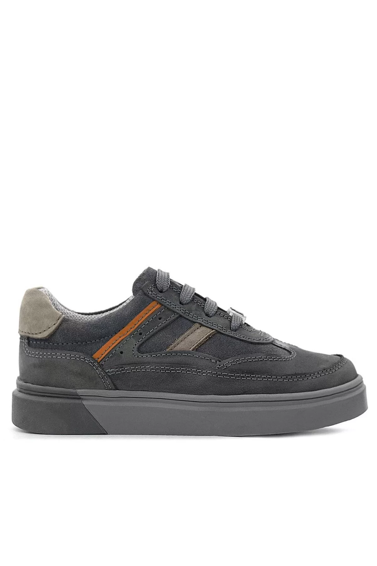 Rakerplus Gri Hakiki Deri Bağcıklı Gri Tabanlı Çocuk Sneaker Ayakkabı