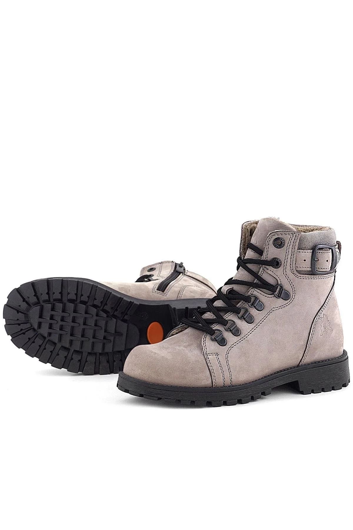 Rakerplus Griffon Hakiki Deri Açık Gri Bağcıklı Fermuarlı Bot