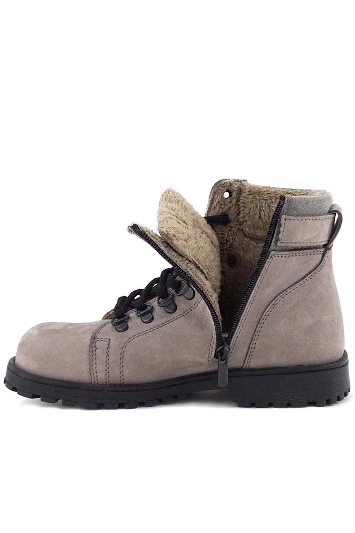 Rakerplus Griffon Hakiki Deri Açık Gri Bağcıklı Fermuarlı Bot