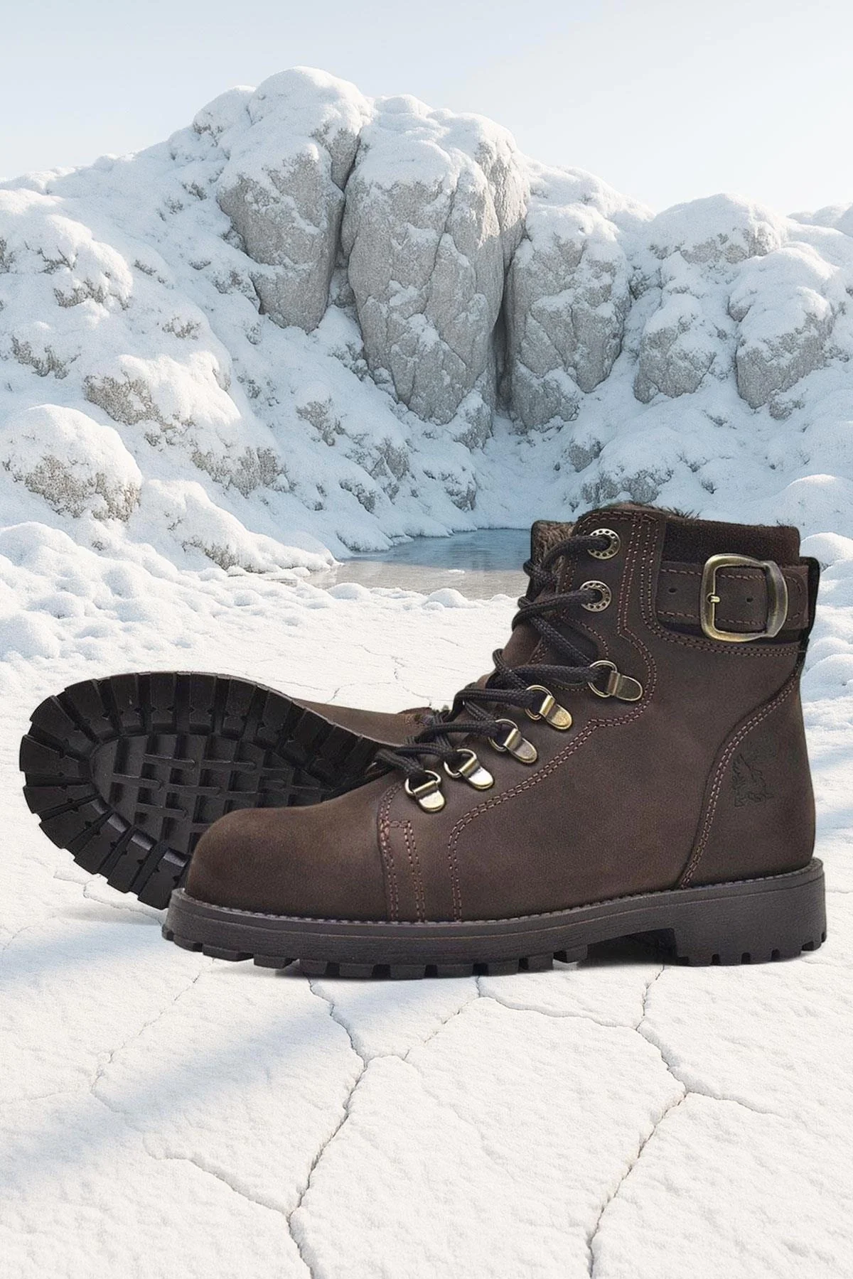 Rakerplus Griffon Hakiki Deri Fermuarlı Kışlık Çocuk Bot