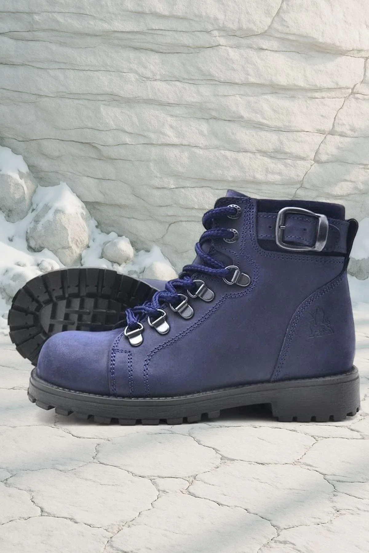 Rakerplus Griffon Hakiki Deri Lacivert Fermuarlı Çocuk Botu