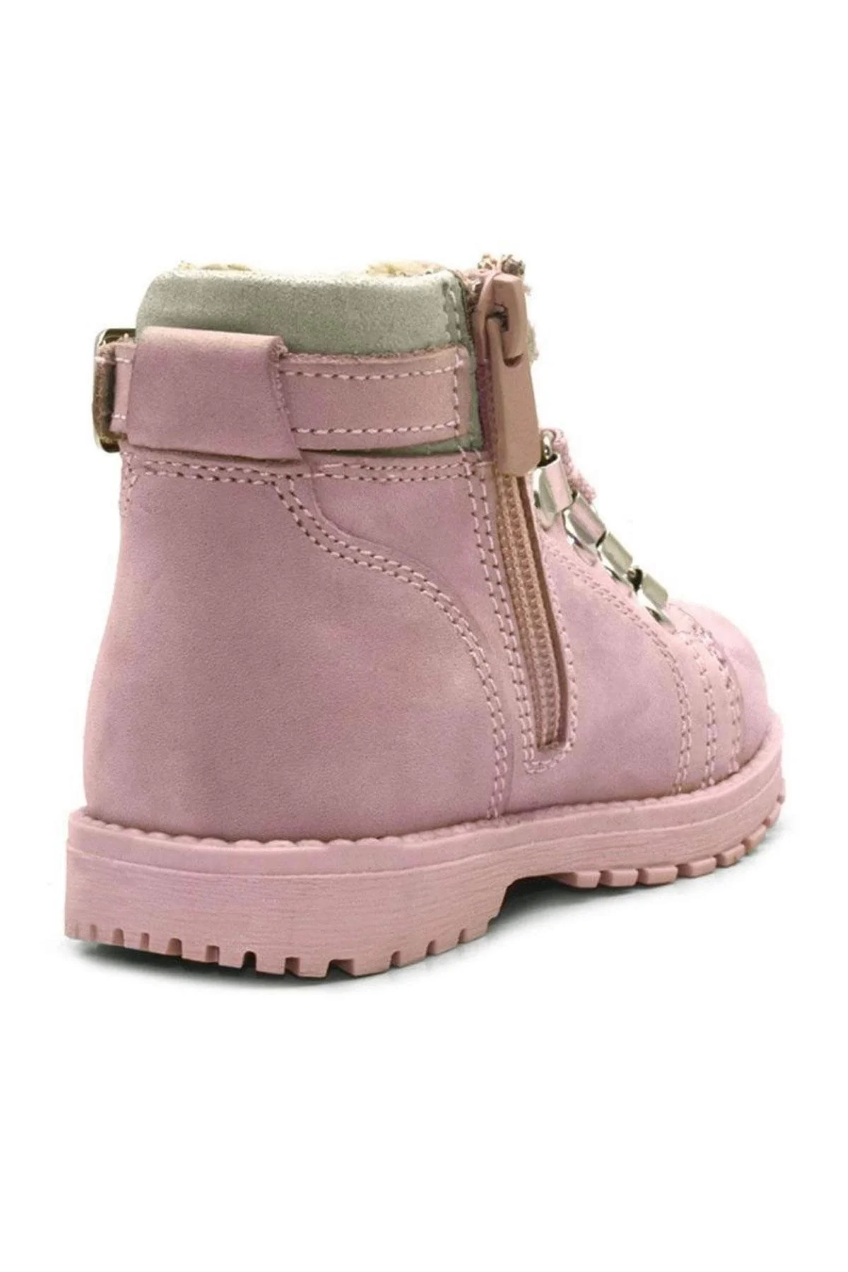 Rakerplus Griffon Hakiki Deri Pembe Fermuarlı Kışlık Kız Bebek Bot