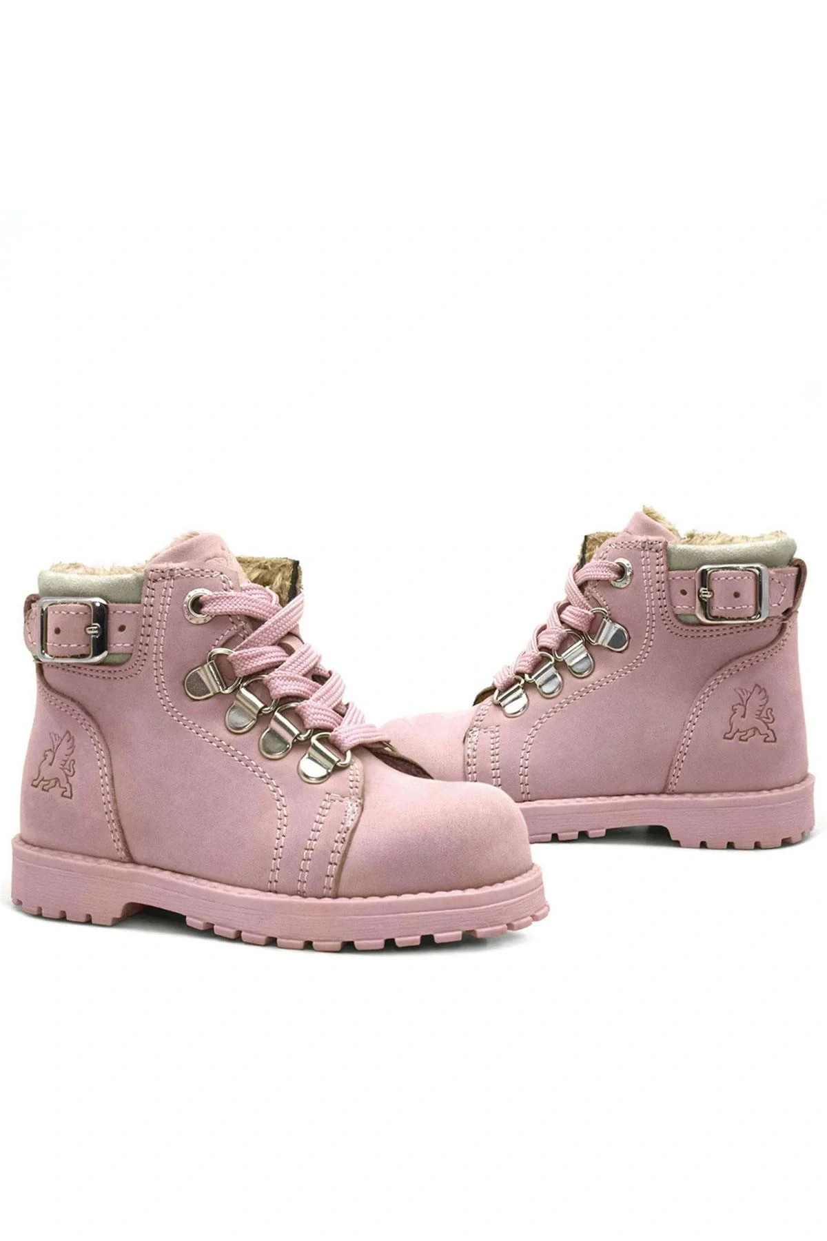 Rakerplus Griffon Hakiki Deri Pembe Fermuarlı Kışlık Kız Bebek Bot