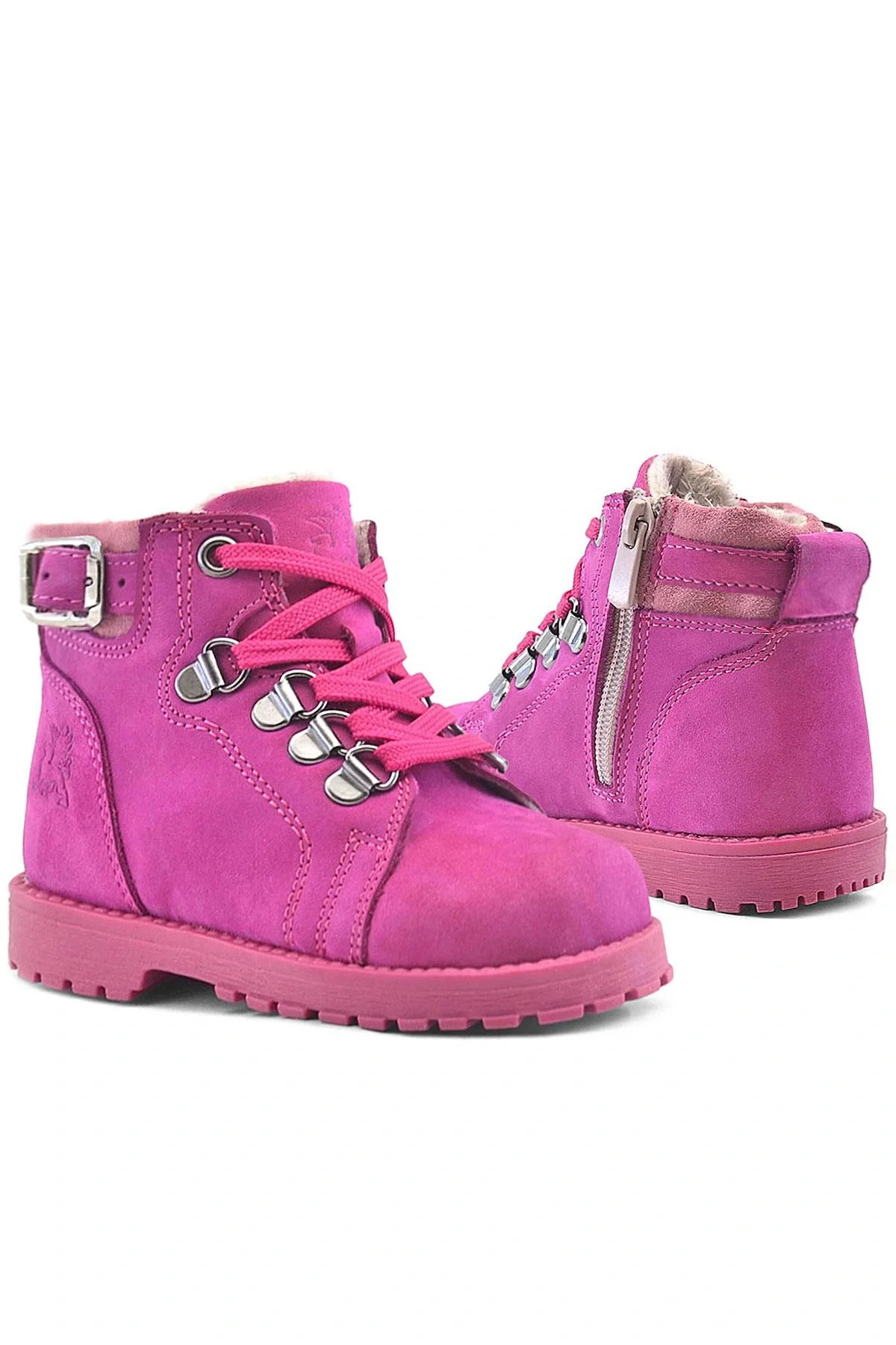 Rakerplus Griffon Hakiki Deri Pembe Fermuarlı Kışlık Kız Bebek Bot