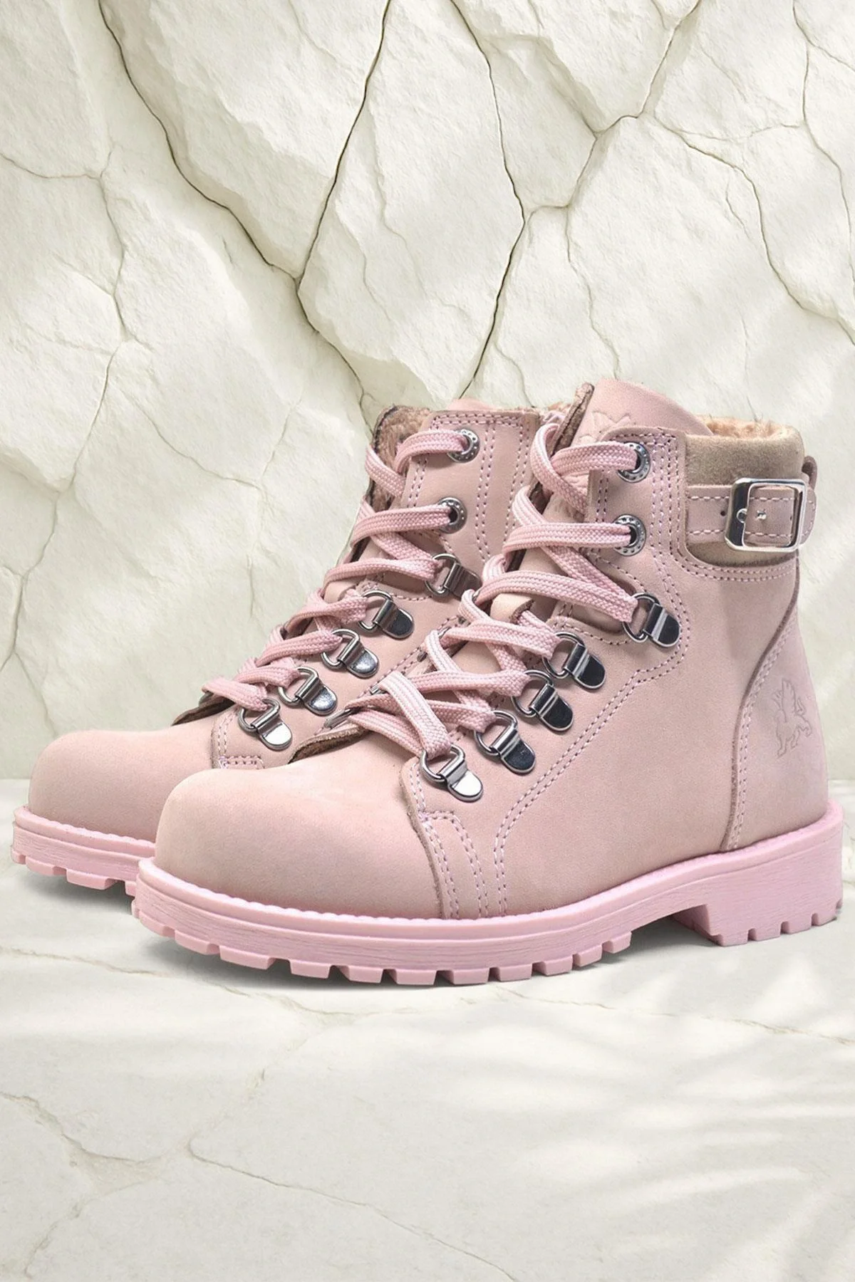 Rakerplus Griffon Hakiki Deri Pembe Fermuarlı Kışlık Kız Çocuk Bot