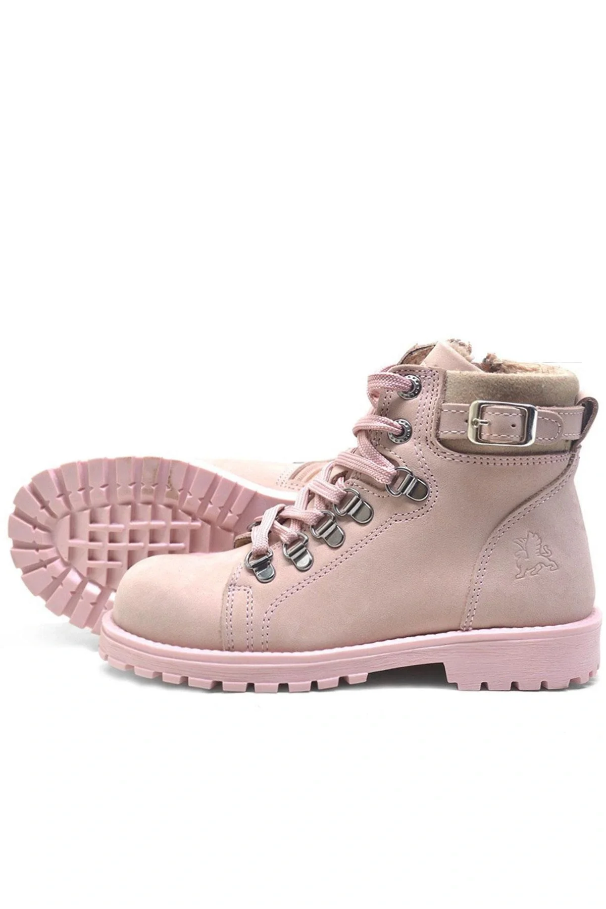 Rakerplus Griffon Hakiki Deri Pembe Fermuarlı Kışlık Kız Çocuk Bot