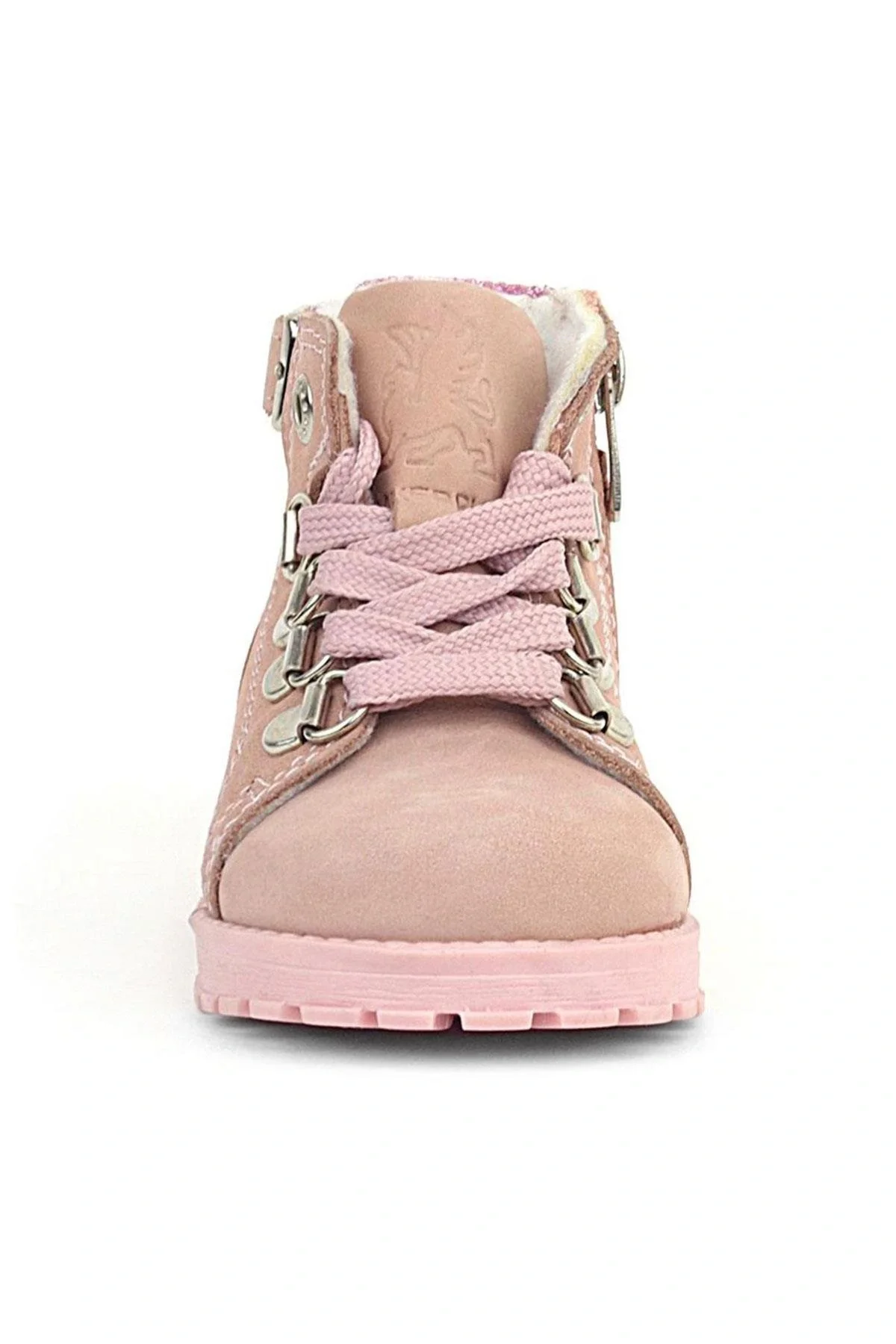 Rakerplus Griffon Hakiki Deri Pembe Simli Fermuarlı Kız Bebek Bot