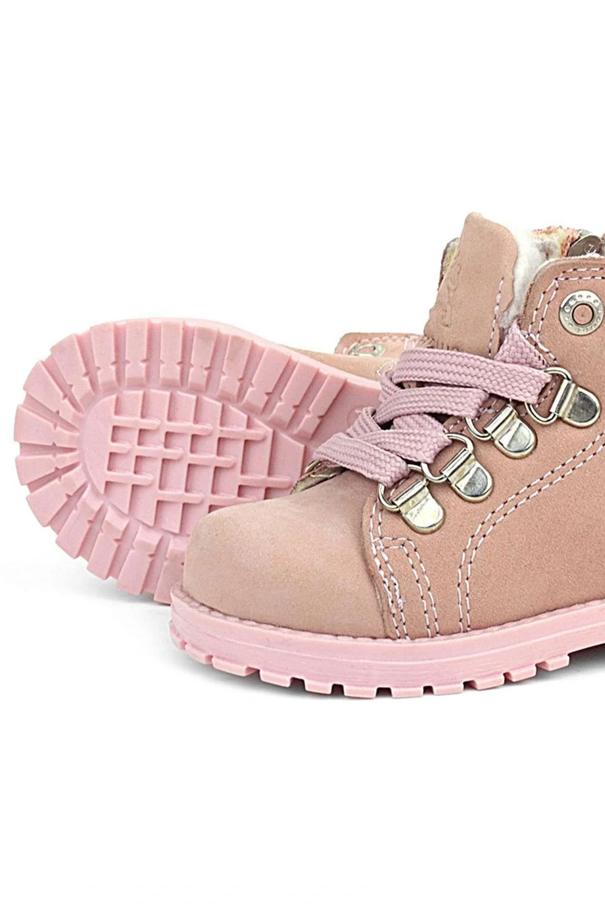 Rakerplus Griffon Hakiki Deri Pembe Simli Fermuarlı Kız Bebek Bot