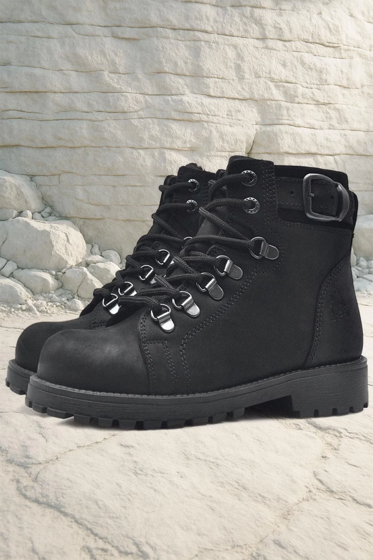 Rakerplus Griffon Hakiki Deri Siyah Fermuarlı Çocuk Bot