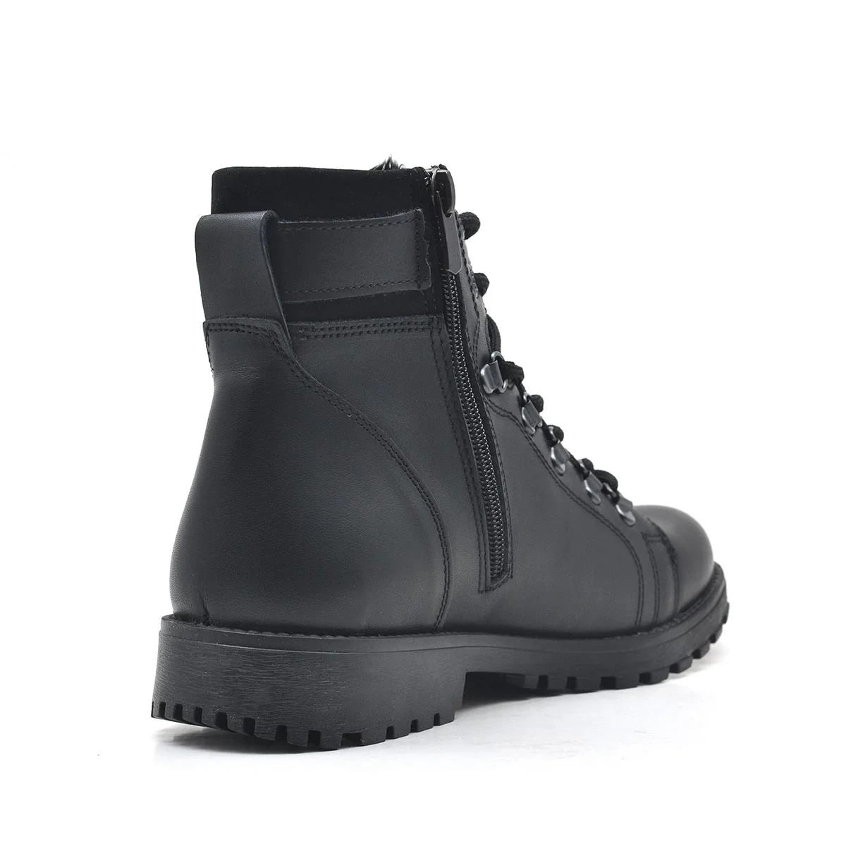 Rakerplus Griffon Hakiki Deri Siyah Fermuarlı Çocuk Bot