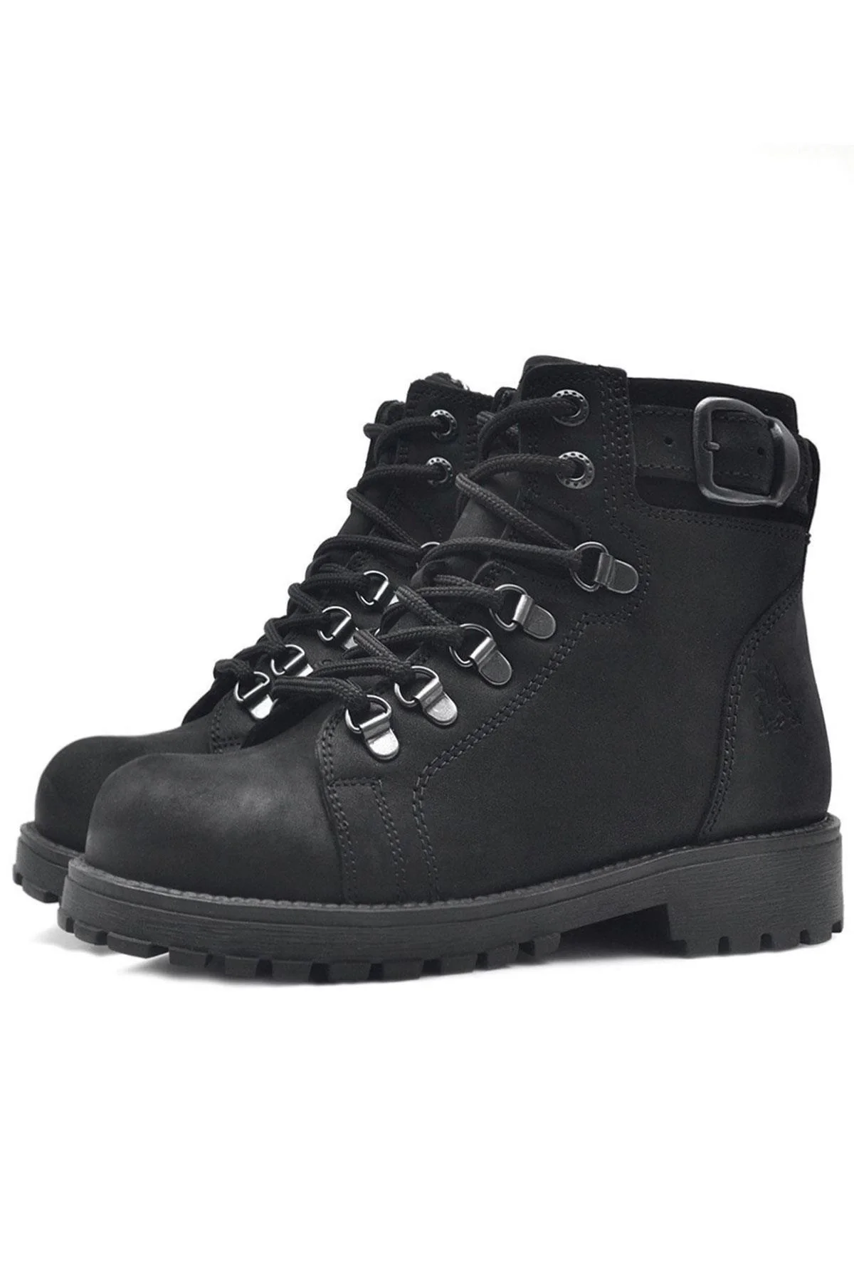 Rakerplus Griffon Hakiki Deri Siyah Fermuarlı Çocuk Bot