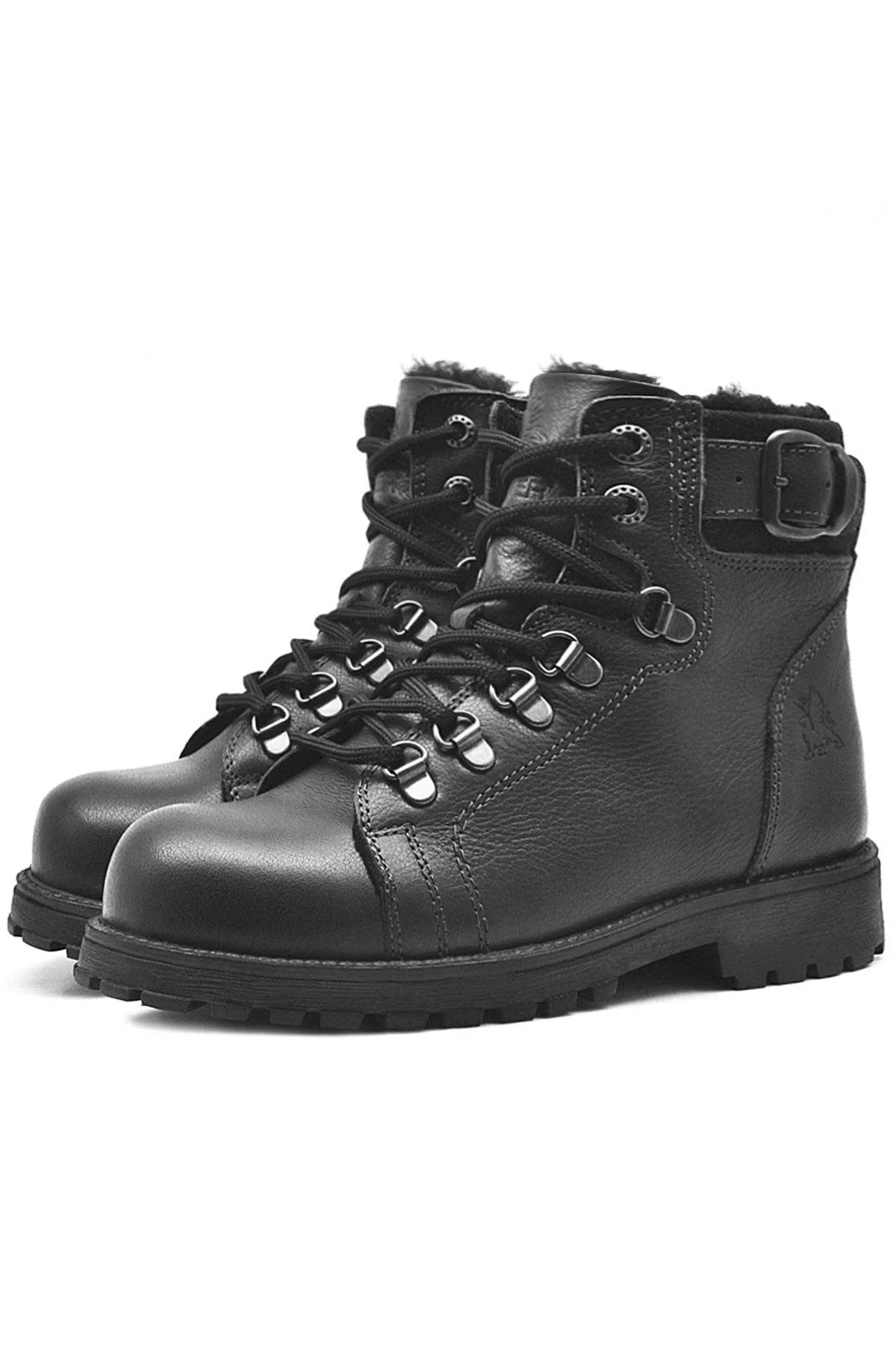 Rakerplus Griffon Hakiki Deri Siyah Fermuarlı Çocuk Bot