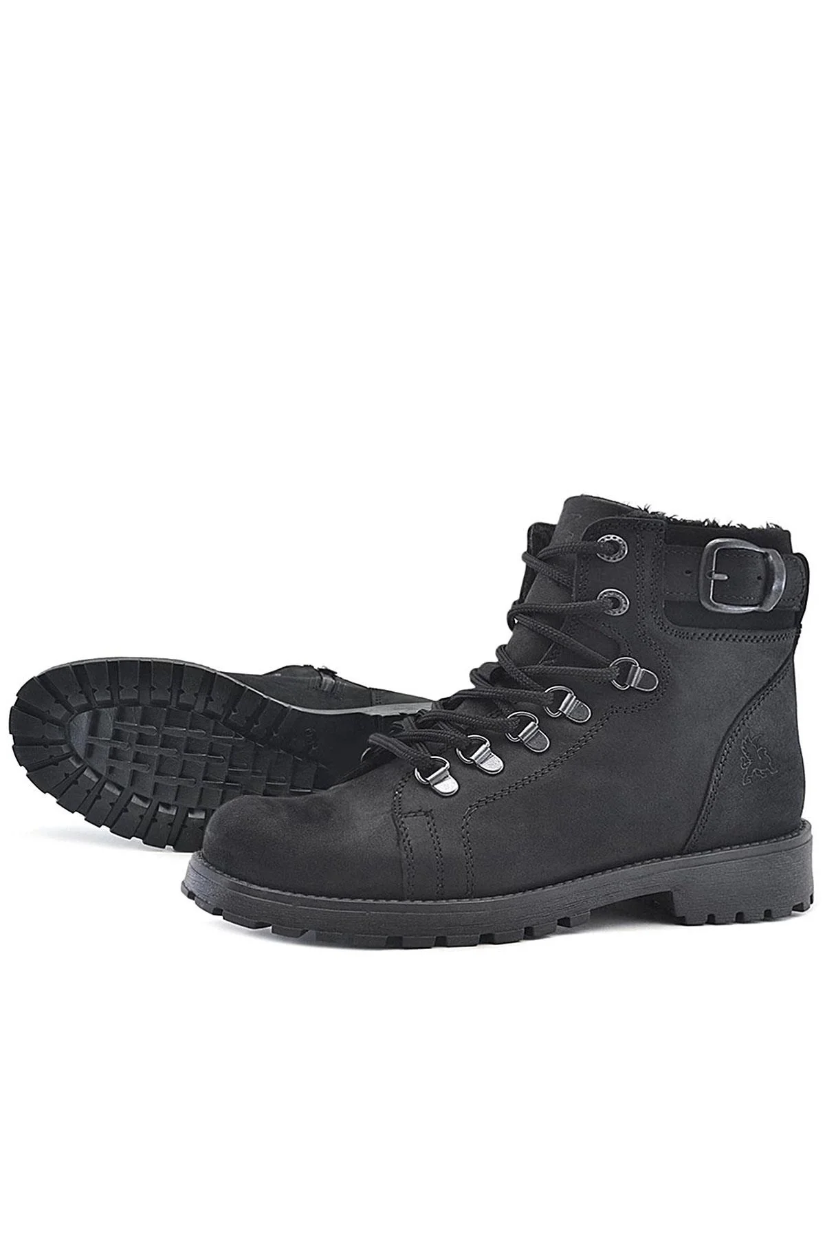 Rakerplus Griffon Hakiki Deri Siyah Fermuarlı Çocuk Bot