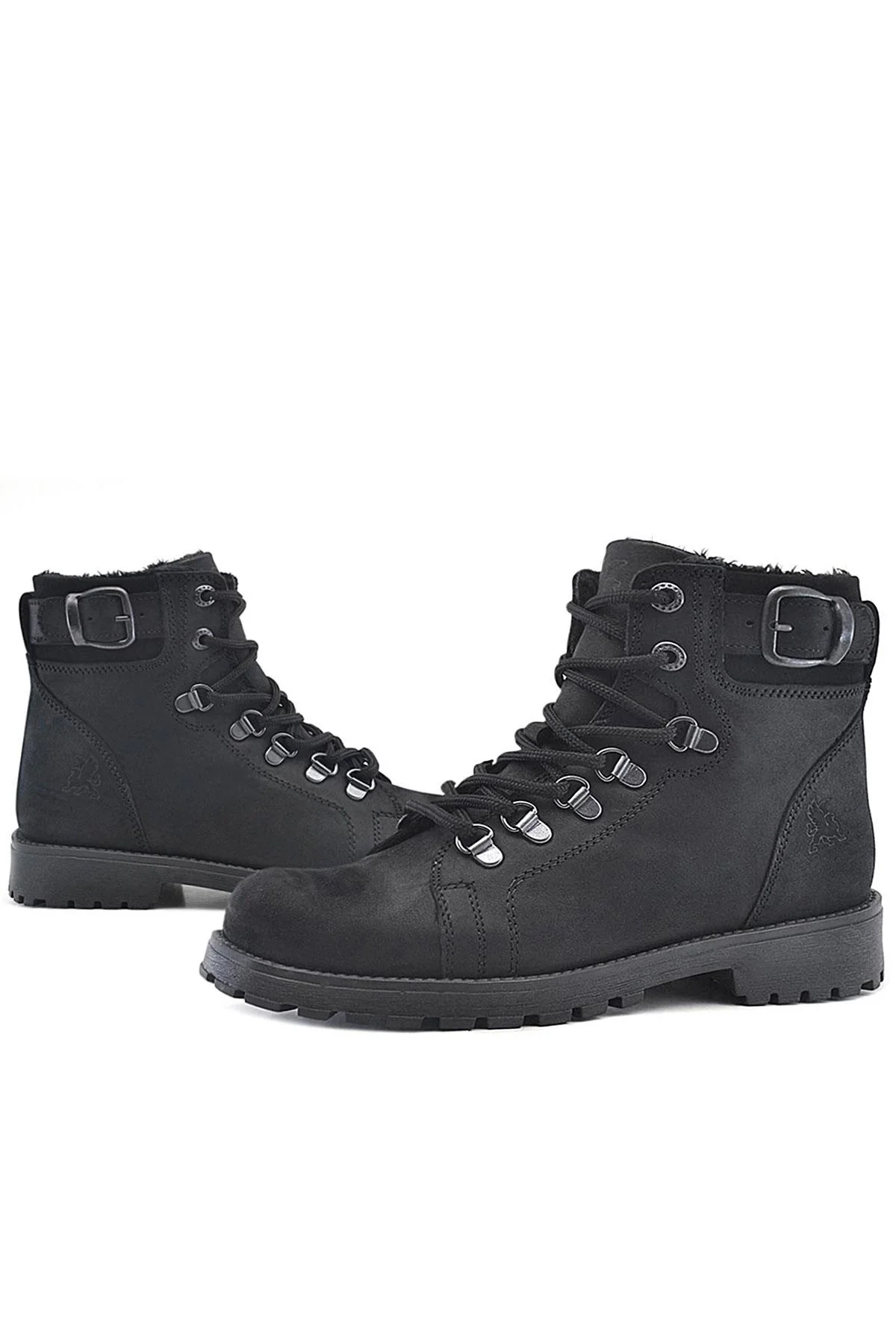 Rakerplus Griffon Hakiki Deri Siyah Fermuarlı Çocuk Bot