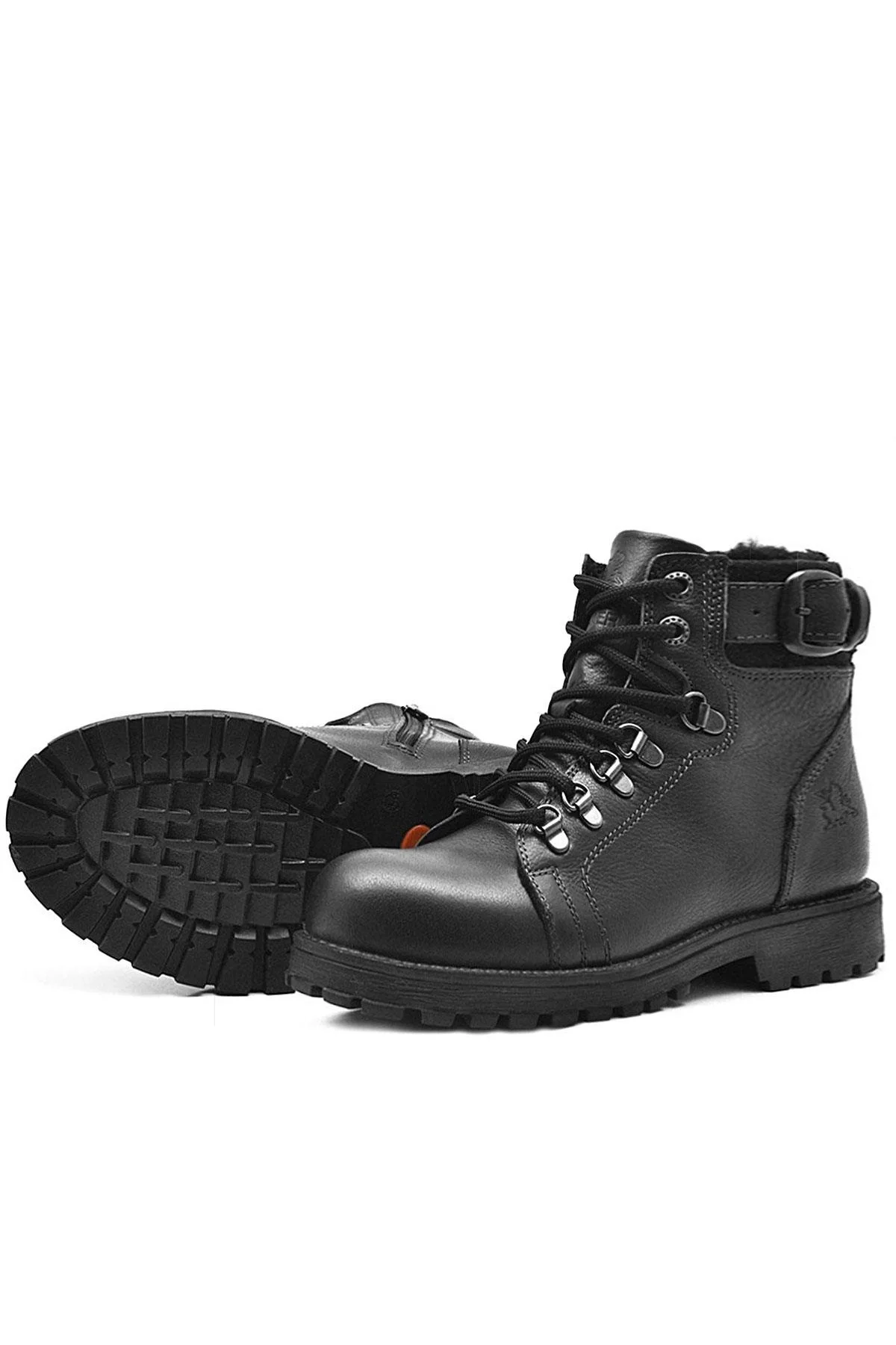 Rakerplus Griffon Hakiki Deri Siyah Fermuarlı Çocuk Bot