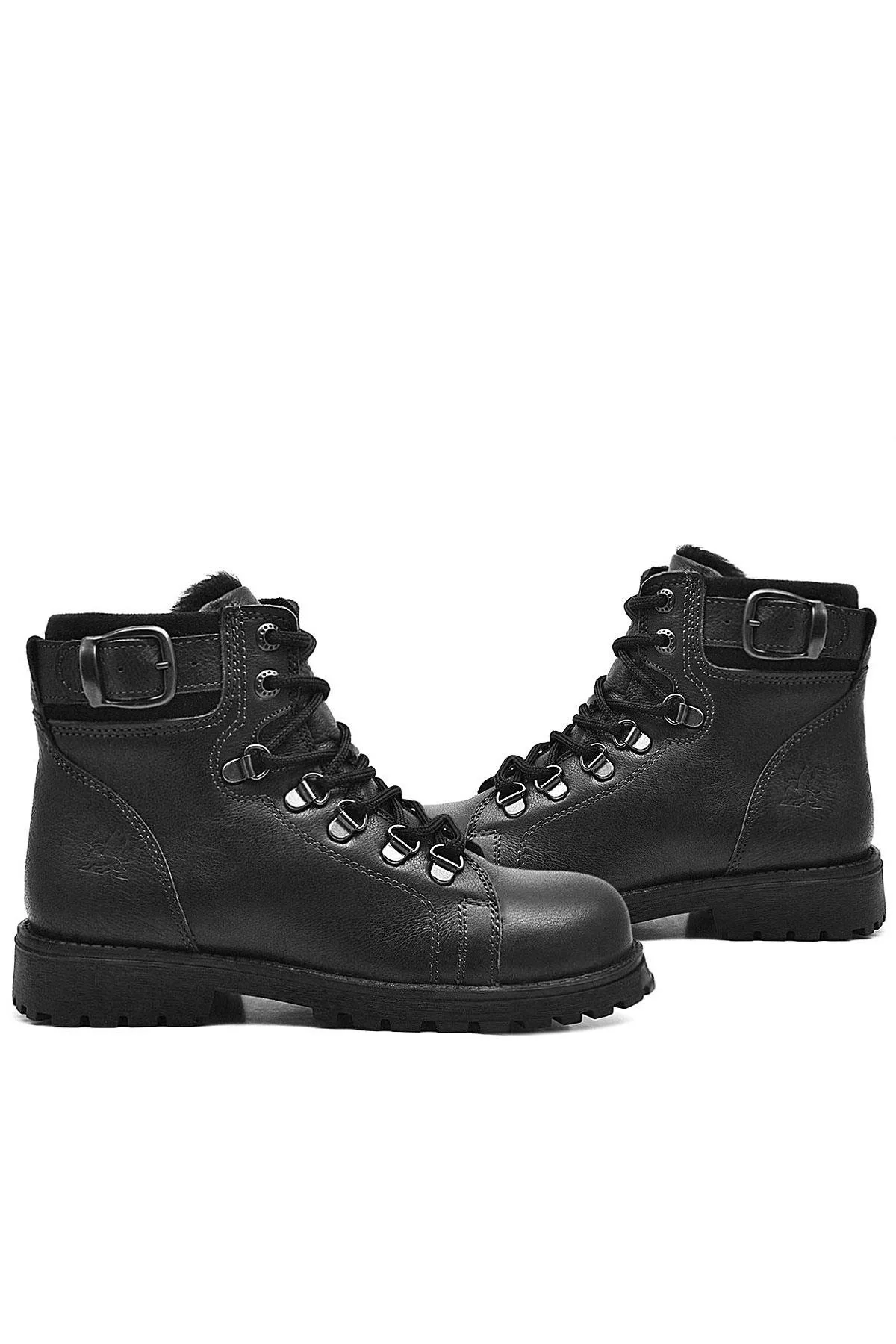 Rakerplus Griffon Hakiki Deri Siyah Fermuarlı Çocuk Bot