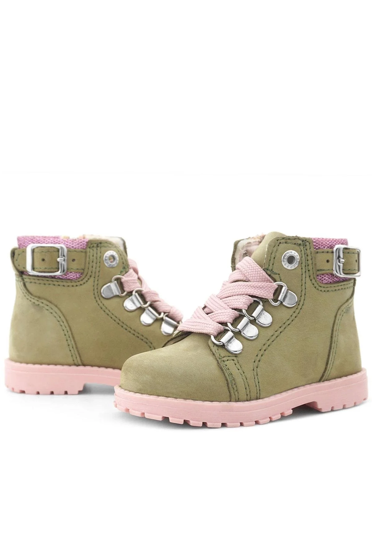 Rakerplus Griffon Hakiki Deri Yeşil Simli Fermuarlı Kışlık Kız Bebek Bot