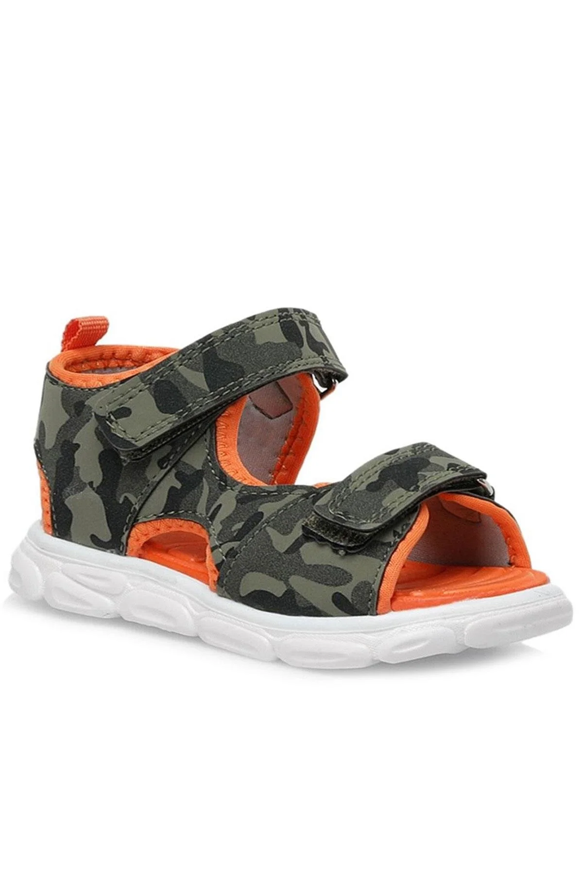 Rakerplus Haki Kamuflaj Desenli Cırtlı Bebek Sandalet Ayakkabı