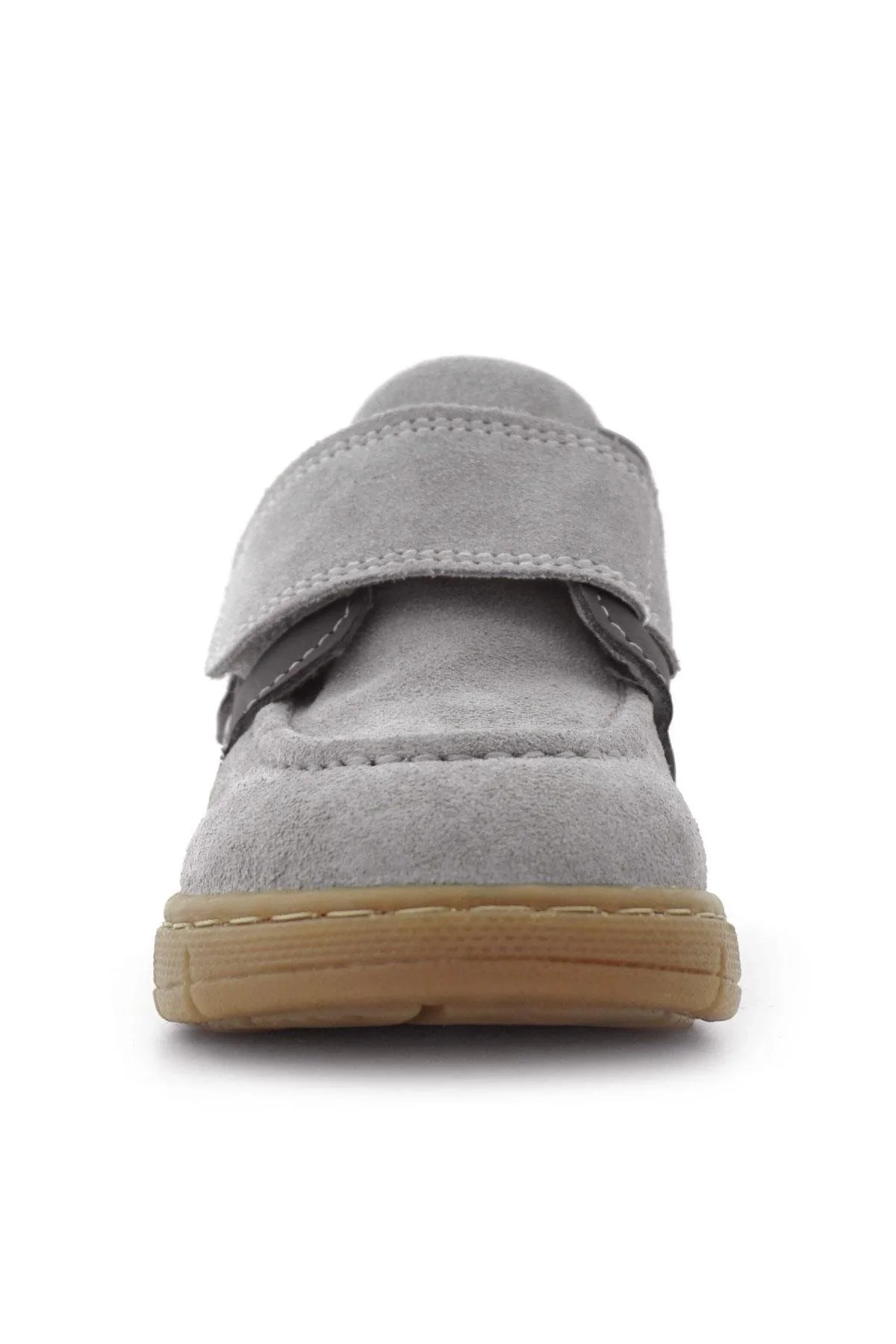 Rakerplus Hakiki Deri Açık Gri Mavi Cırt Cırtlı Bebek Bot